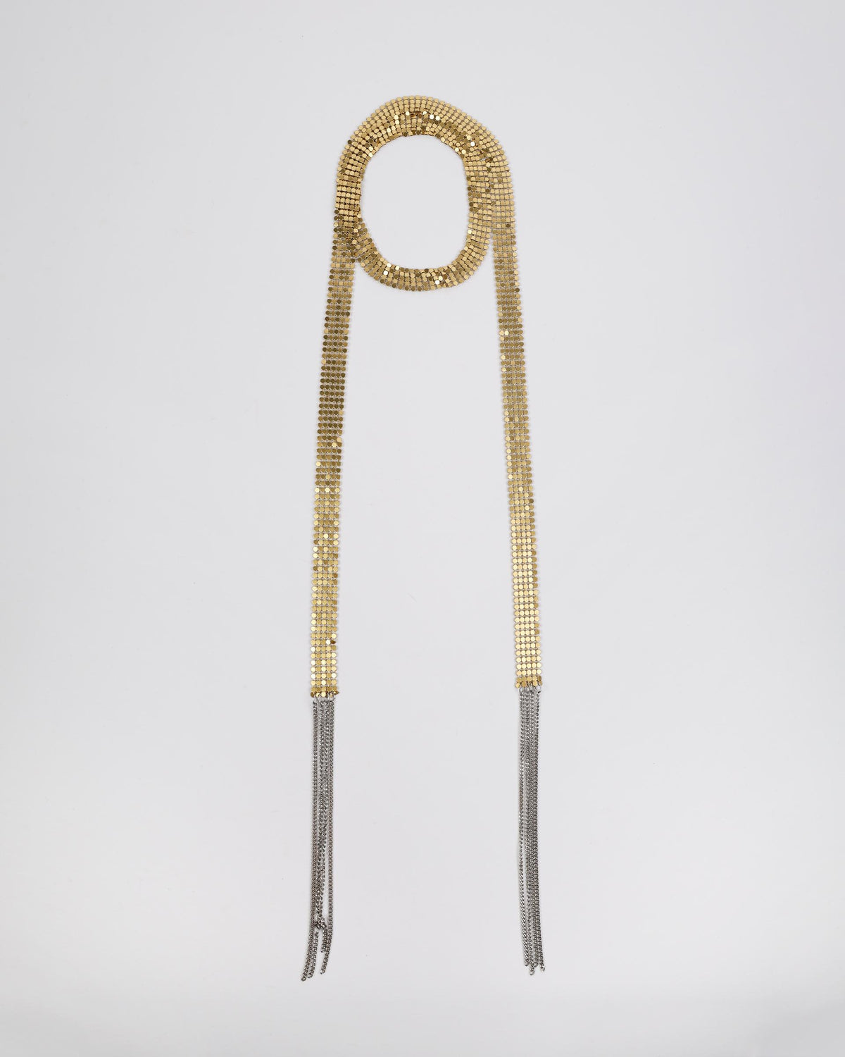 Collana Lunga in Maglia Metallica Oro