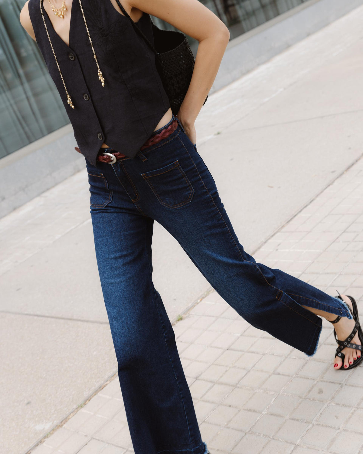Jeans Aberturas Azul Oscuro