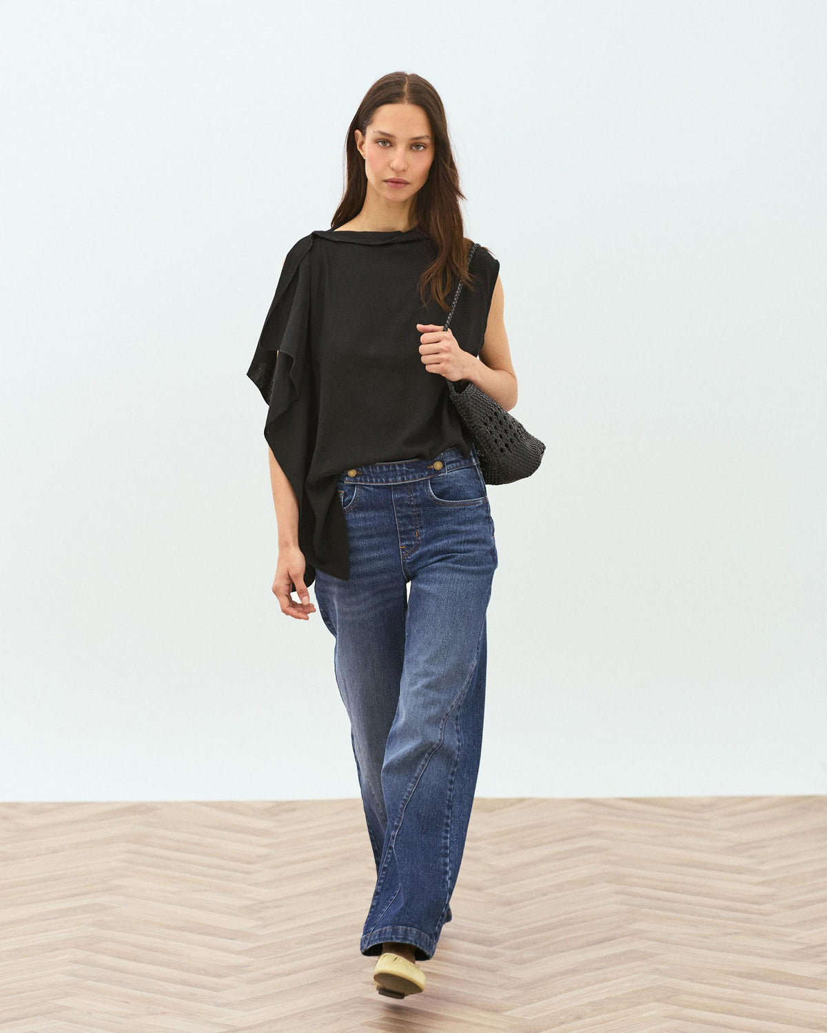 Jeans Botones Cinturilla Cremallera Lateral Azul