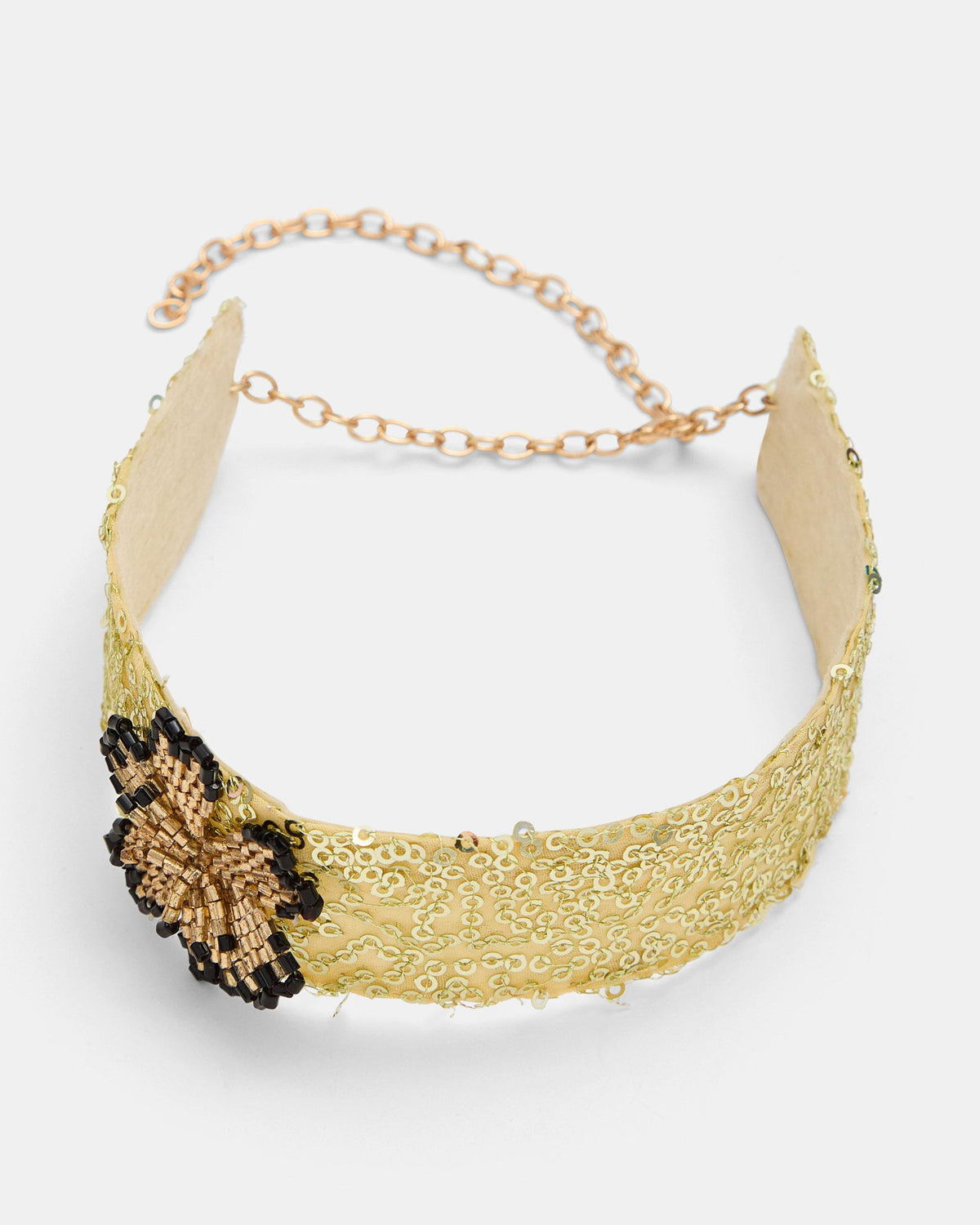 Gold Sequin Flower Choker