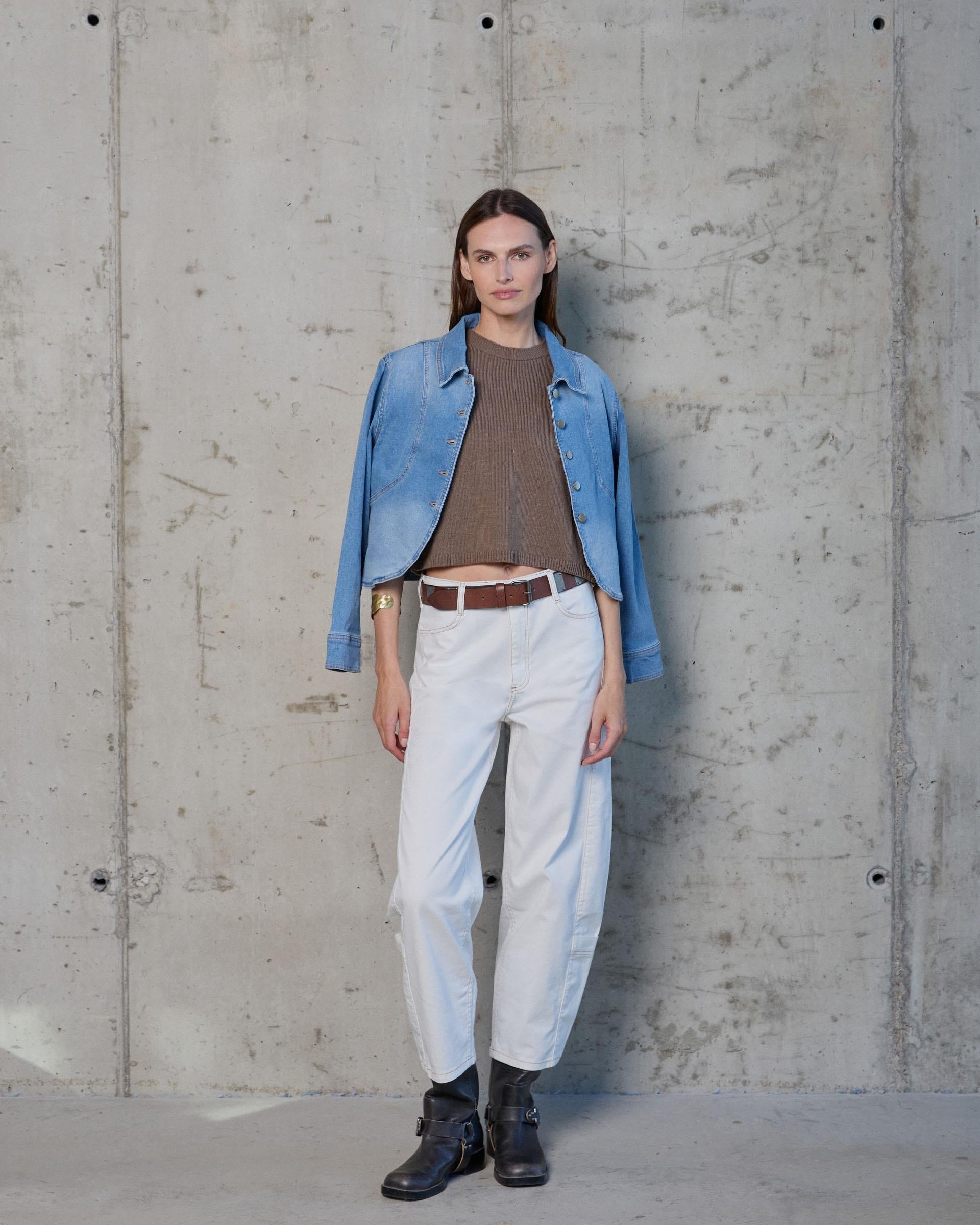 Light Blue Puff Sleeve Denim Jacket – renatta&go