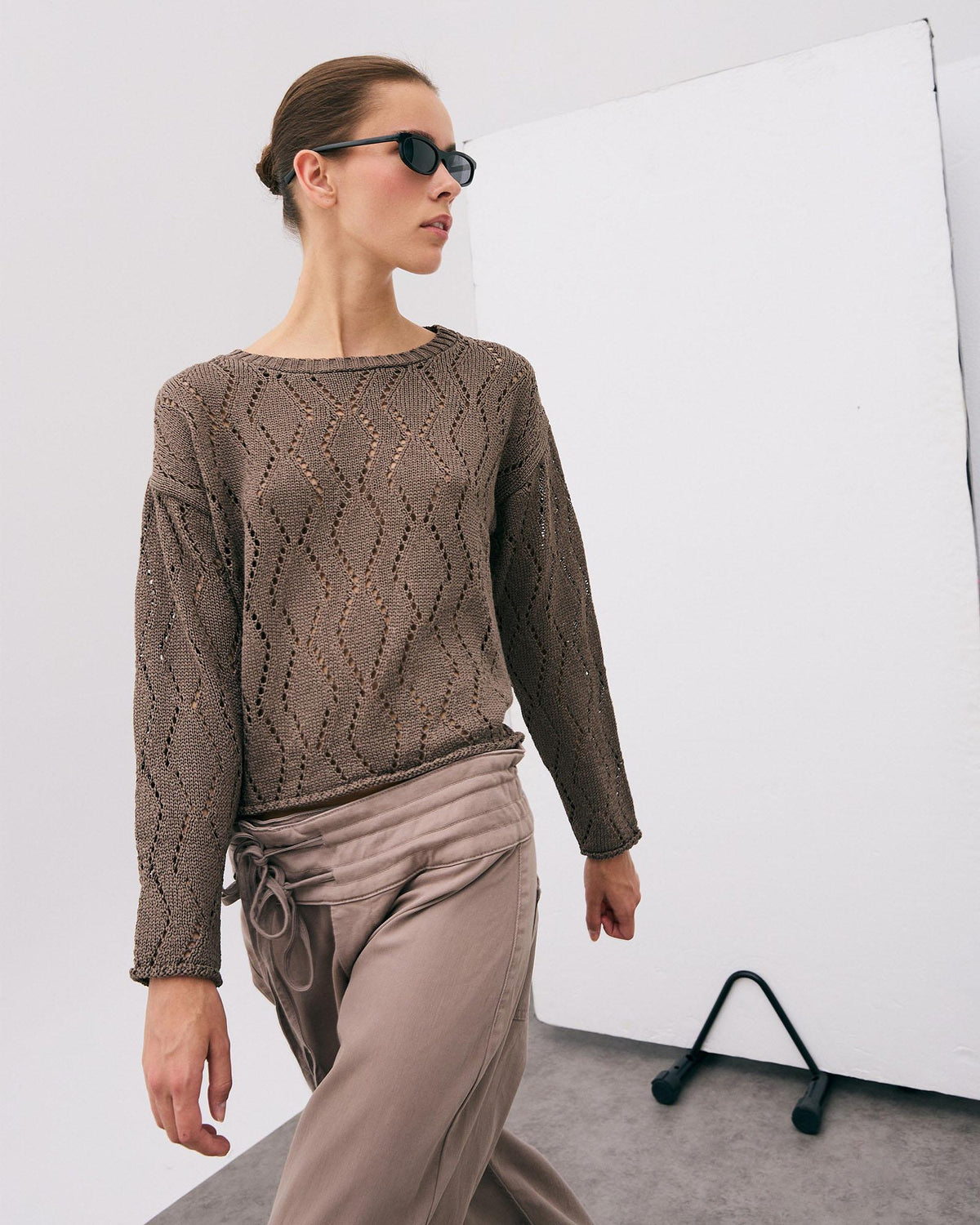 Jersey Troquelados Rombos Taupe