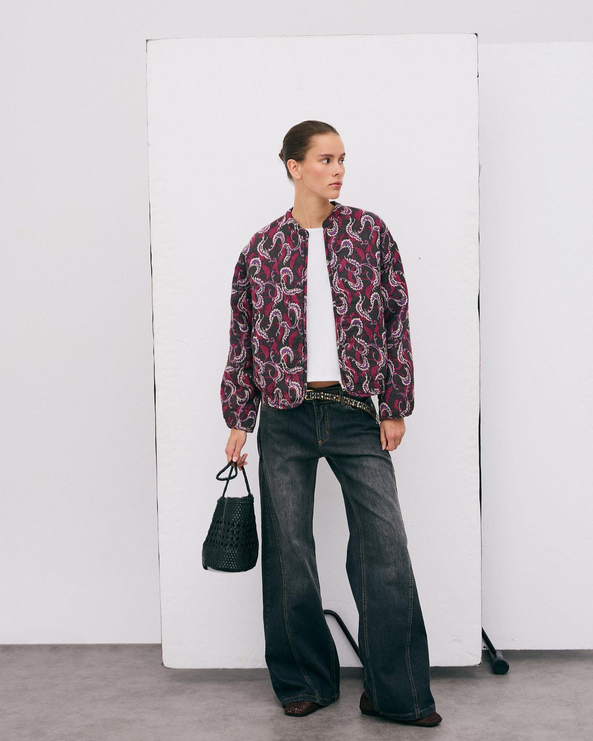 Chaqueta Bomber Estampado Antracita