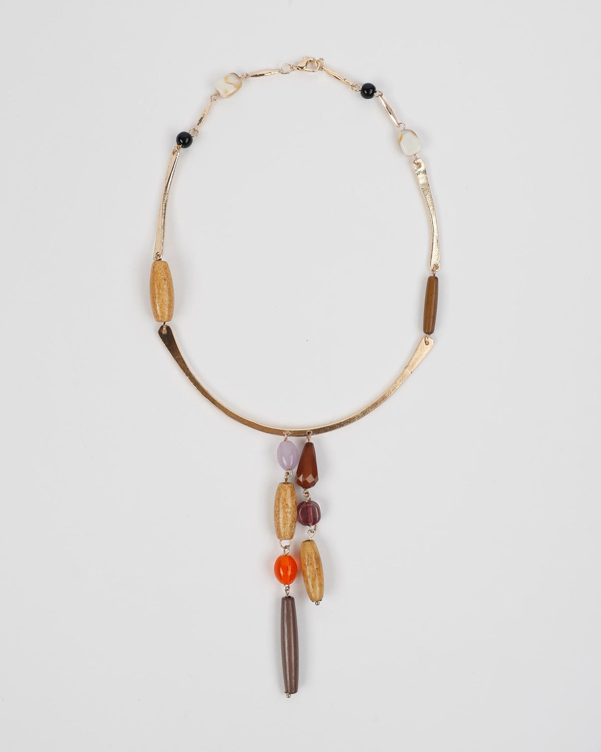 Collar Media Luna Madera Oro
