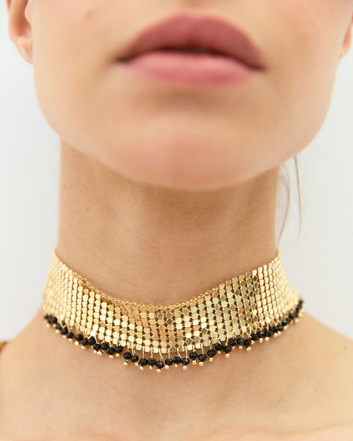 Choker Malla Bolitas Oro