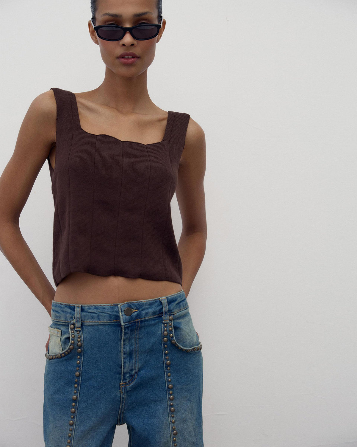 Top Corsetero Punto Marrón