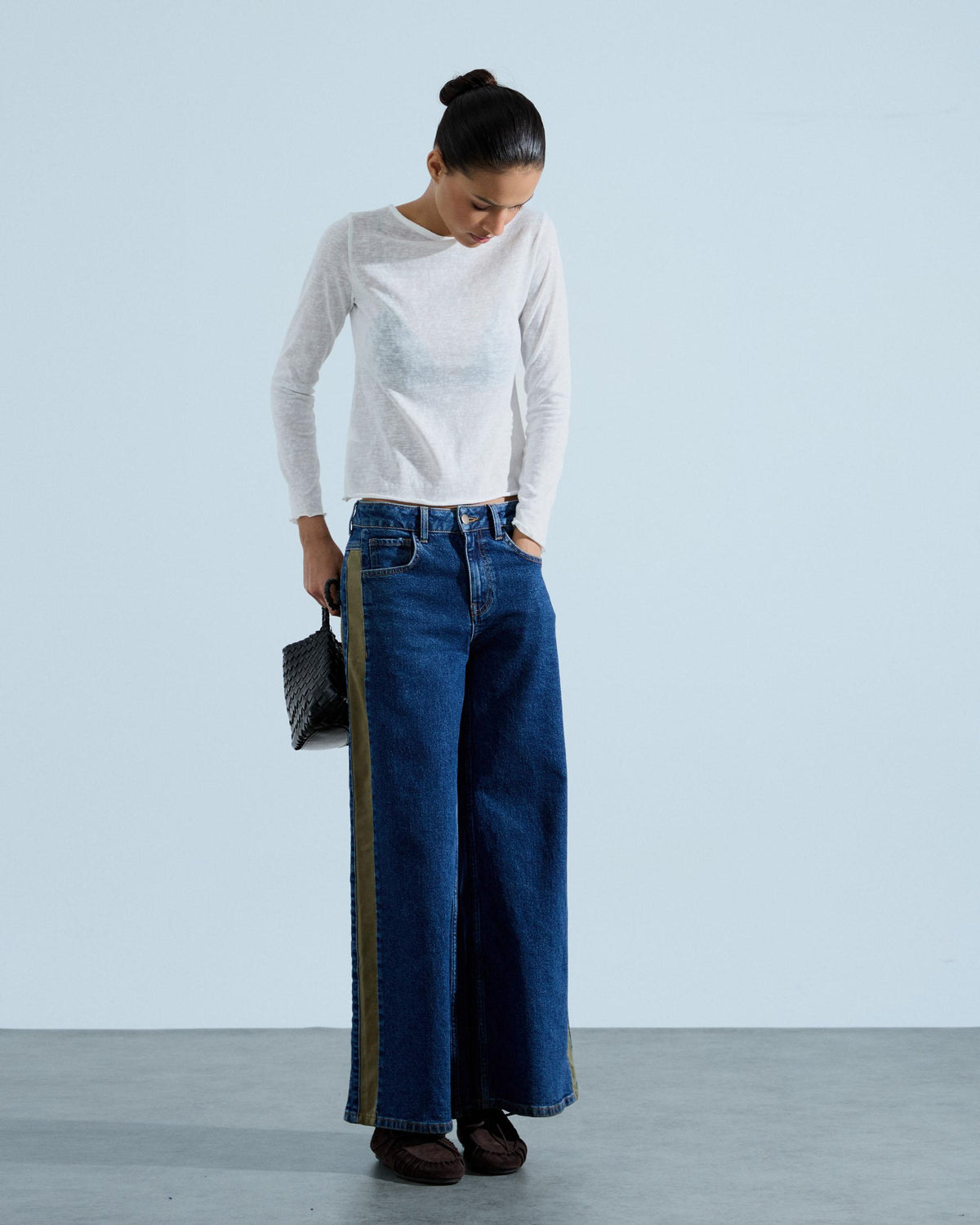 Jeans Contrastes Bolsillos Azul Jeans