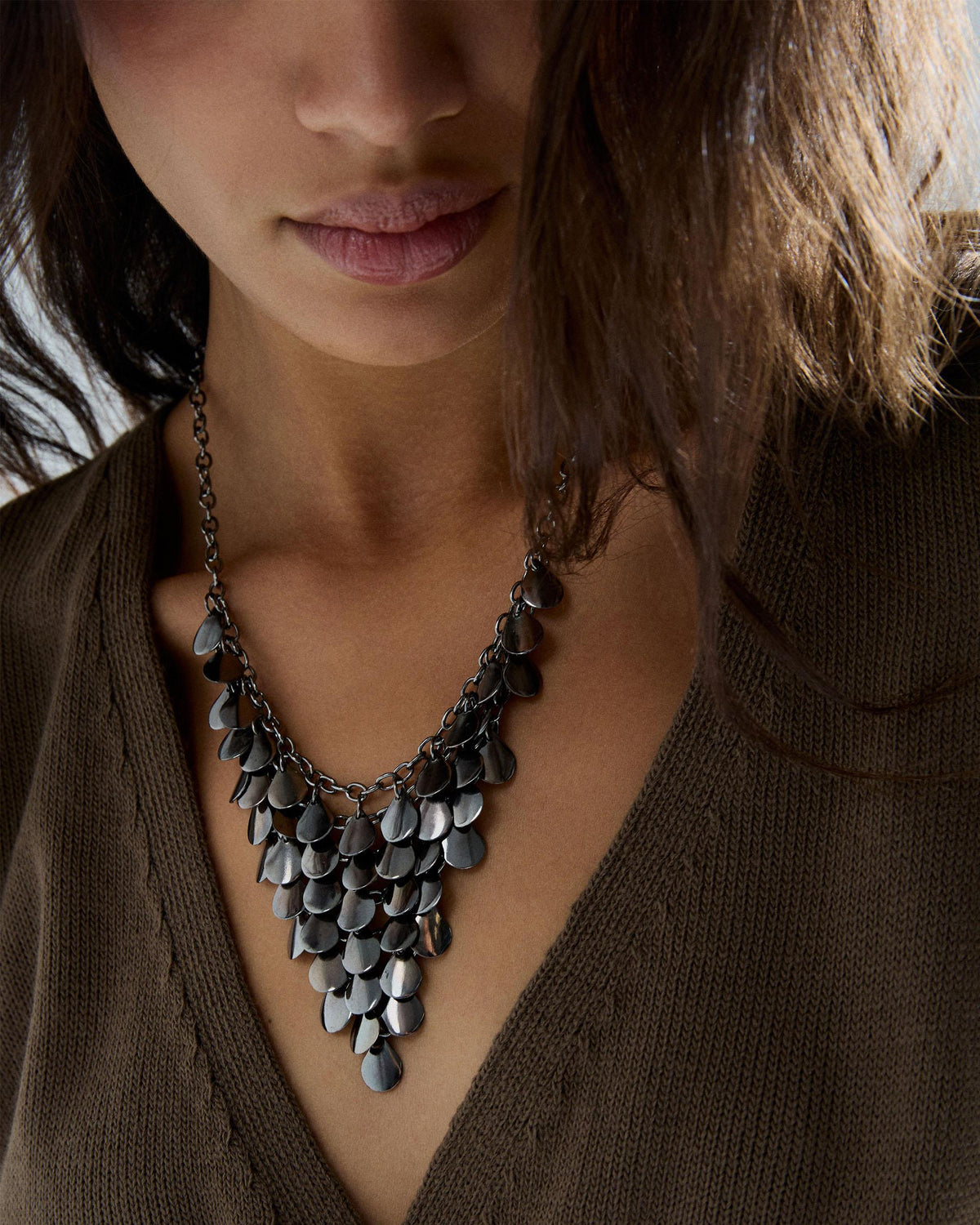 Collar Gotas Malla Negro