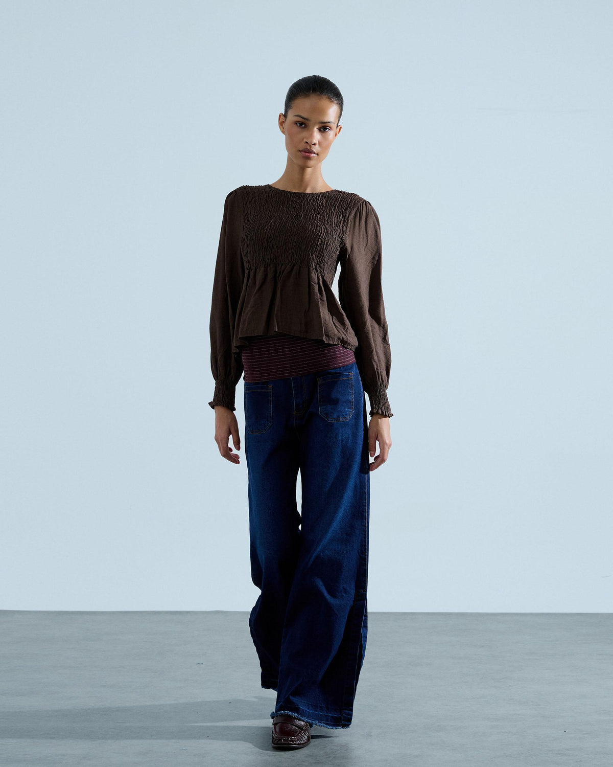 Coated Body Blouse Brown