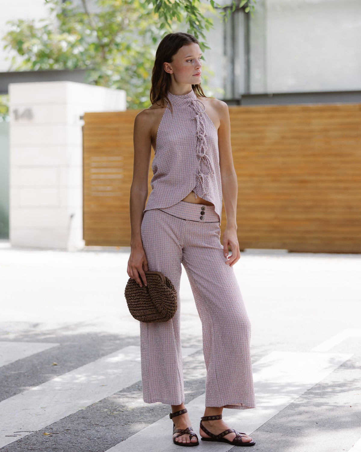 Pantalón Rayas Triple Cinturilla Rosa