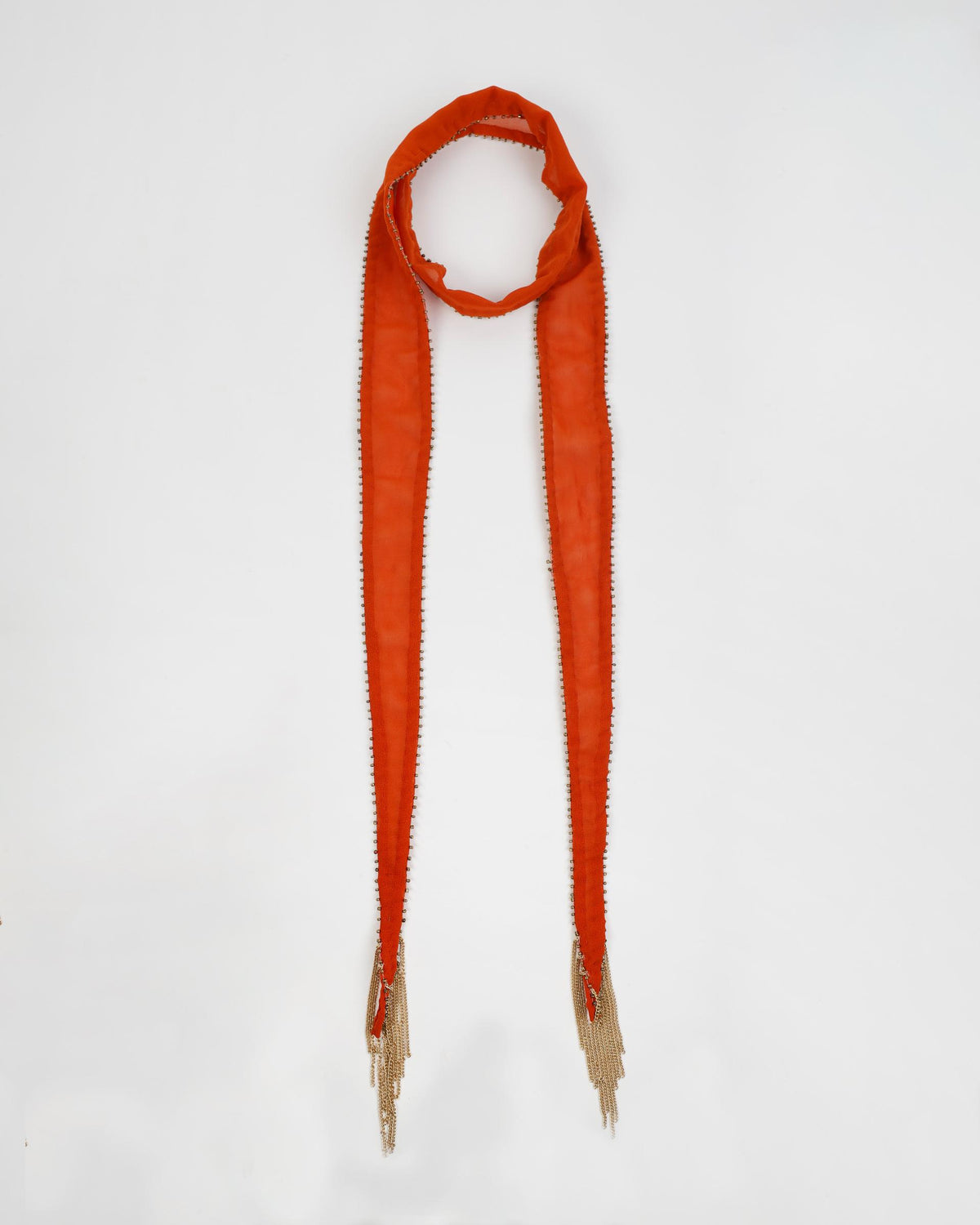 Orange Organza Fringe Necklace