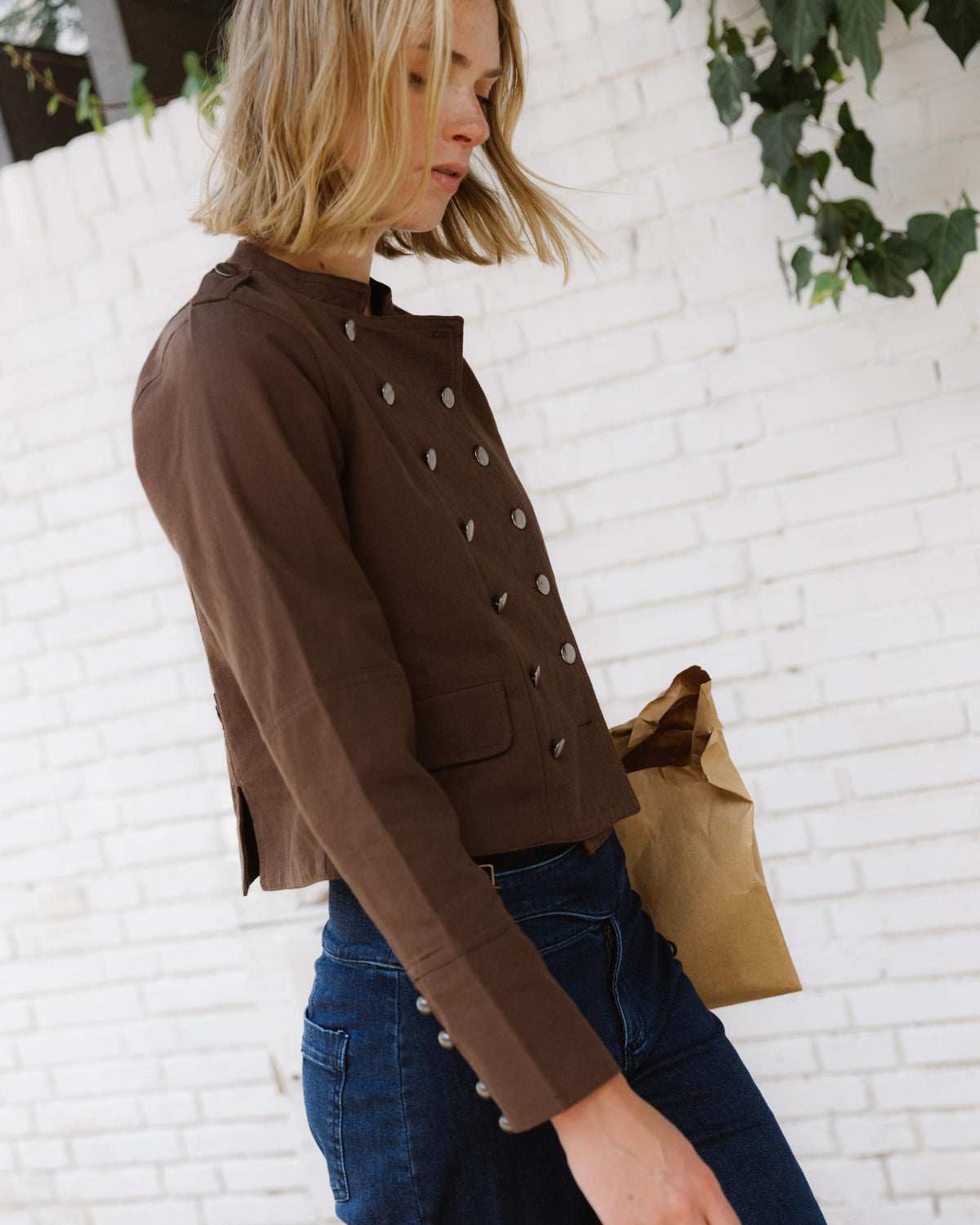 Chaqueta Botones Tapeta Marrón