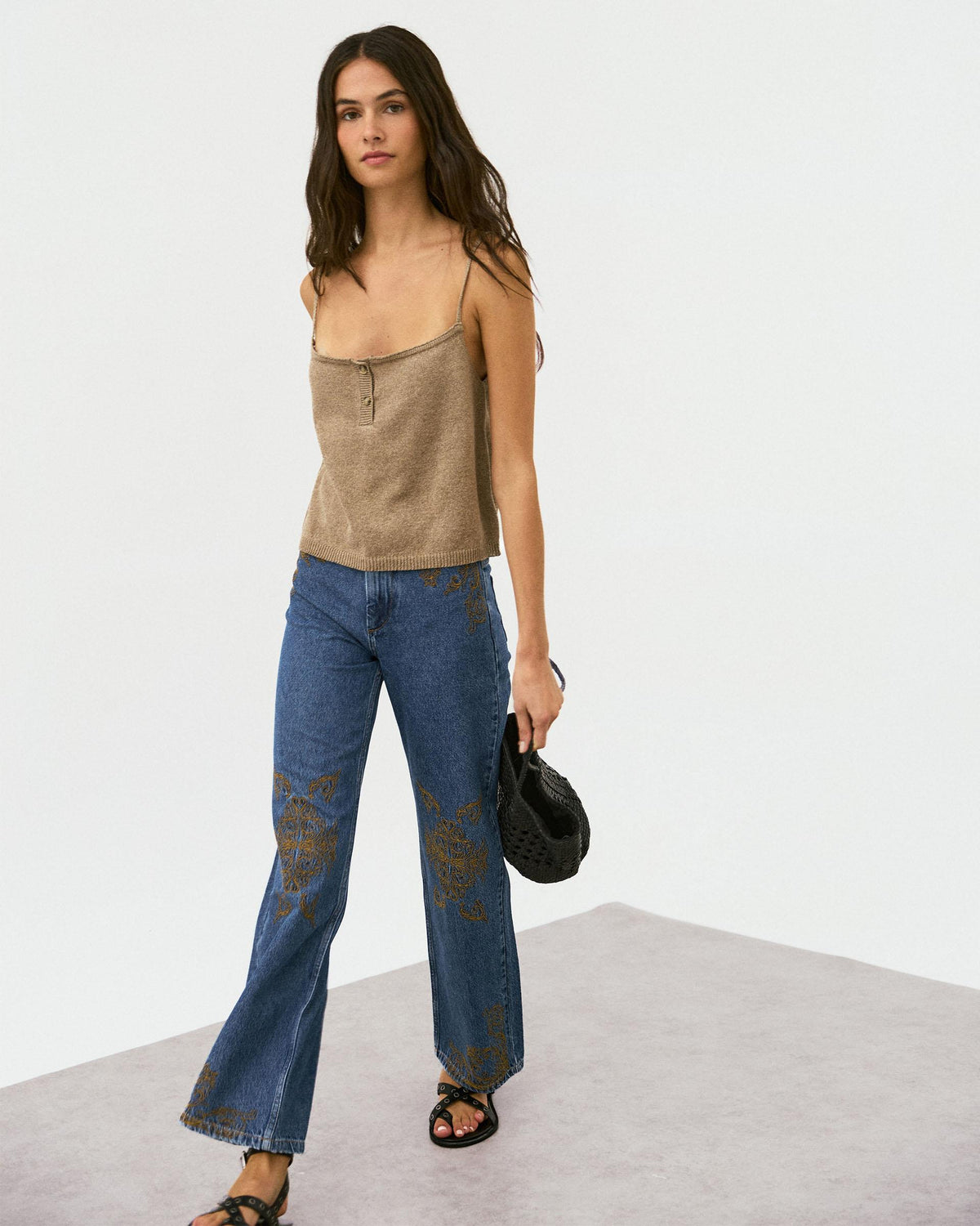 Blue Ethnic Embroidered Jeans