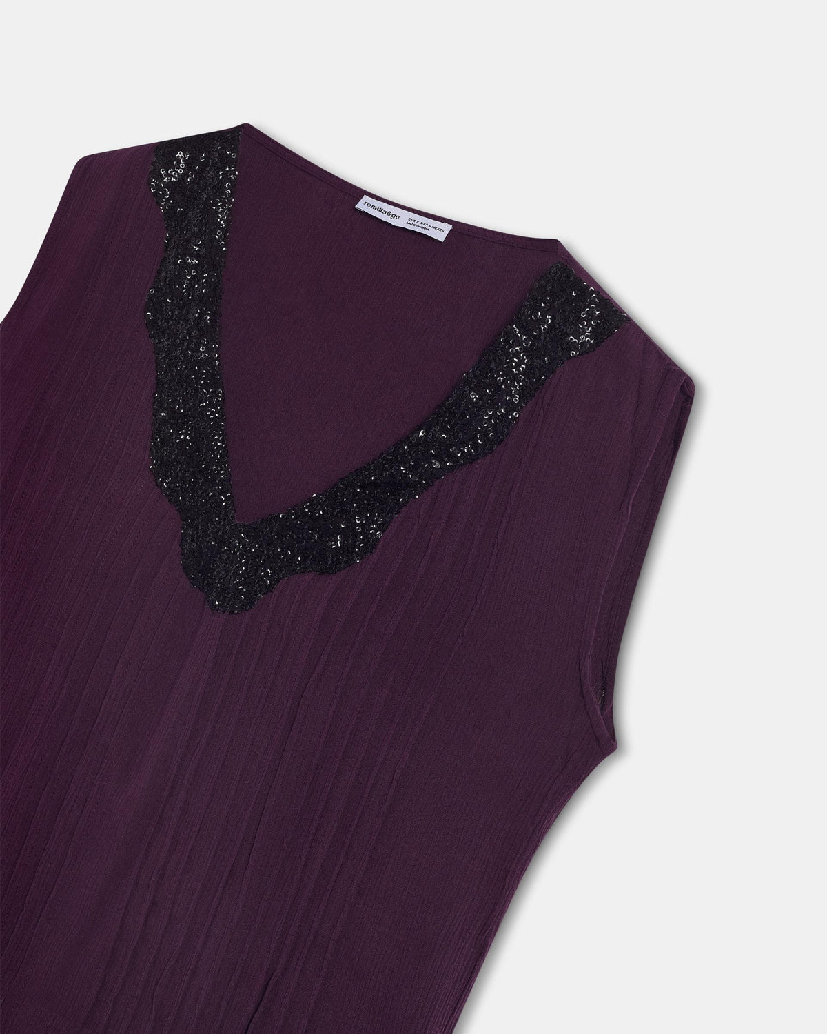 Purple Sequin V-Neck Top