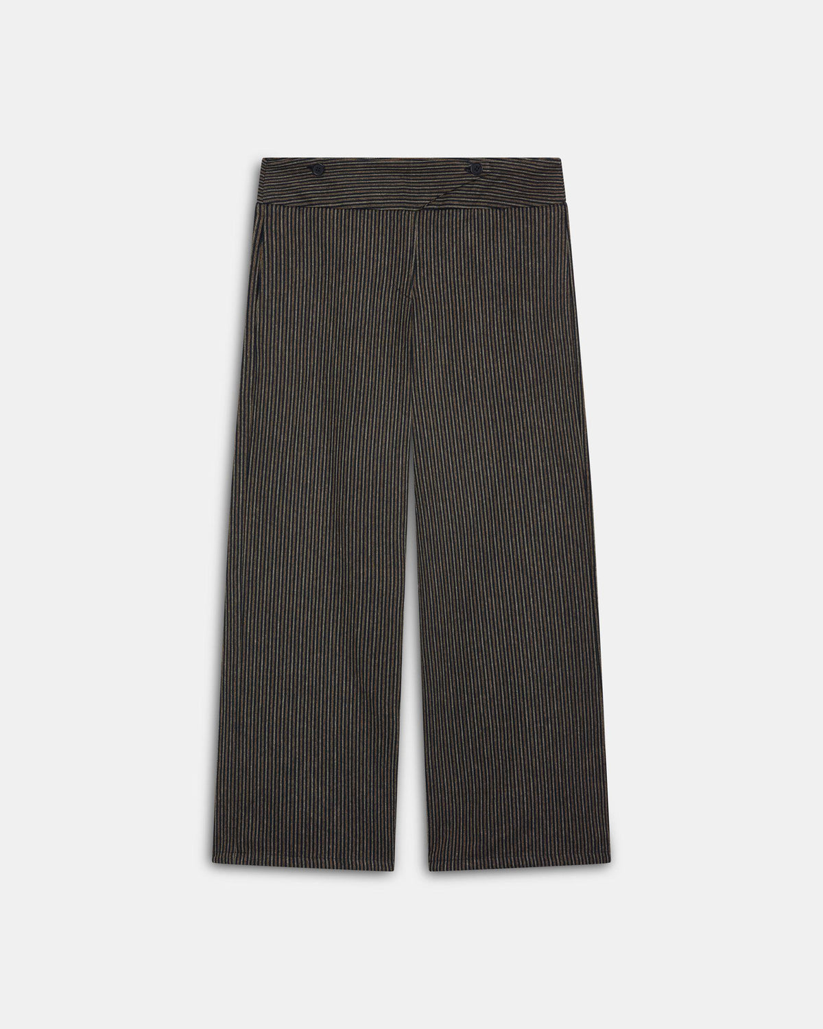 Pantalón Rayas Cinturilla Cruzada Marrón
