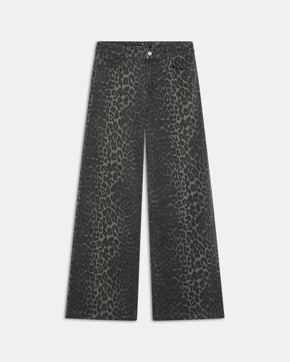 Jeans Wide Leg Animal Print Gris