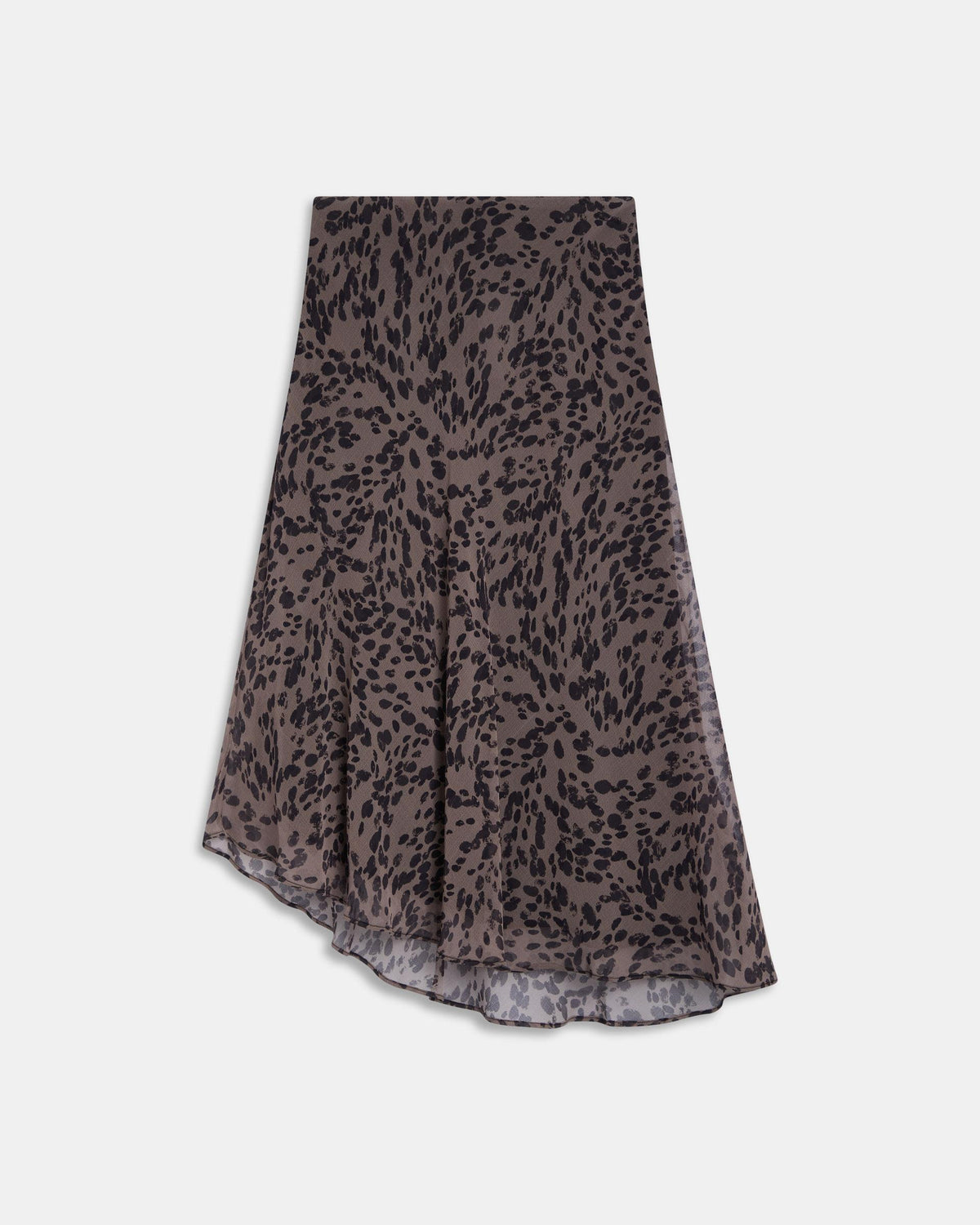 Brown Animal Print Asymmetric Skirt