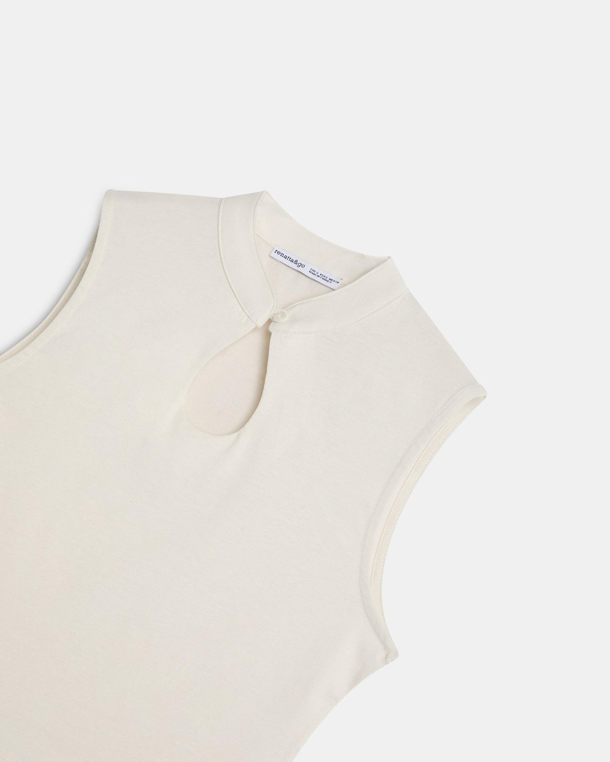 White Sleeveless Keyhole T-shirt