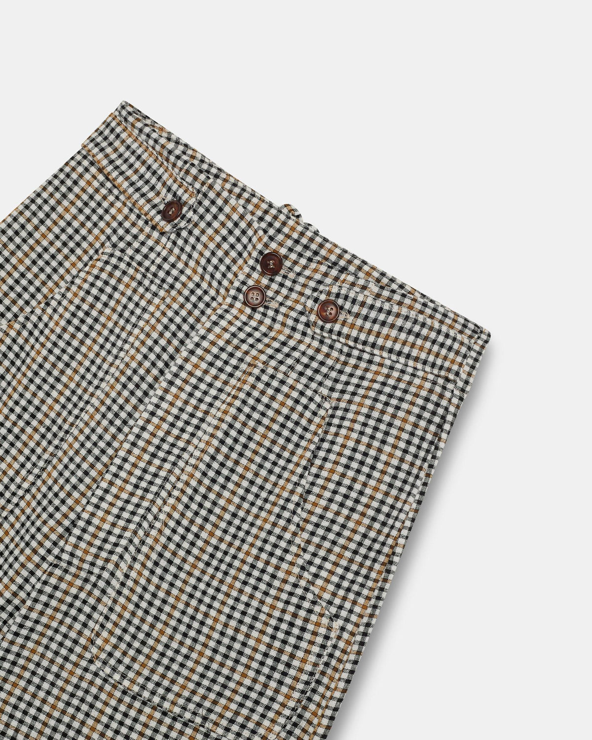 Pantalón Cinturilla Botones Cuadros Negro