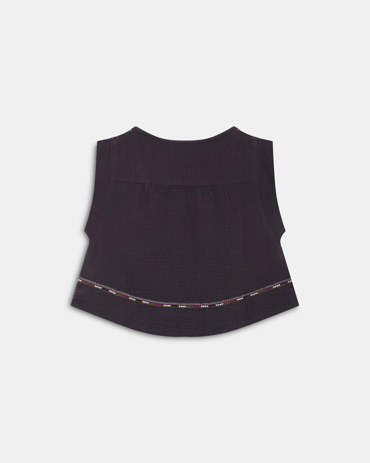 Anthracite Embroidered Sleeveless Top