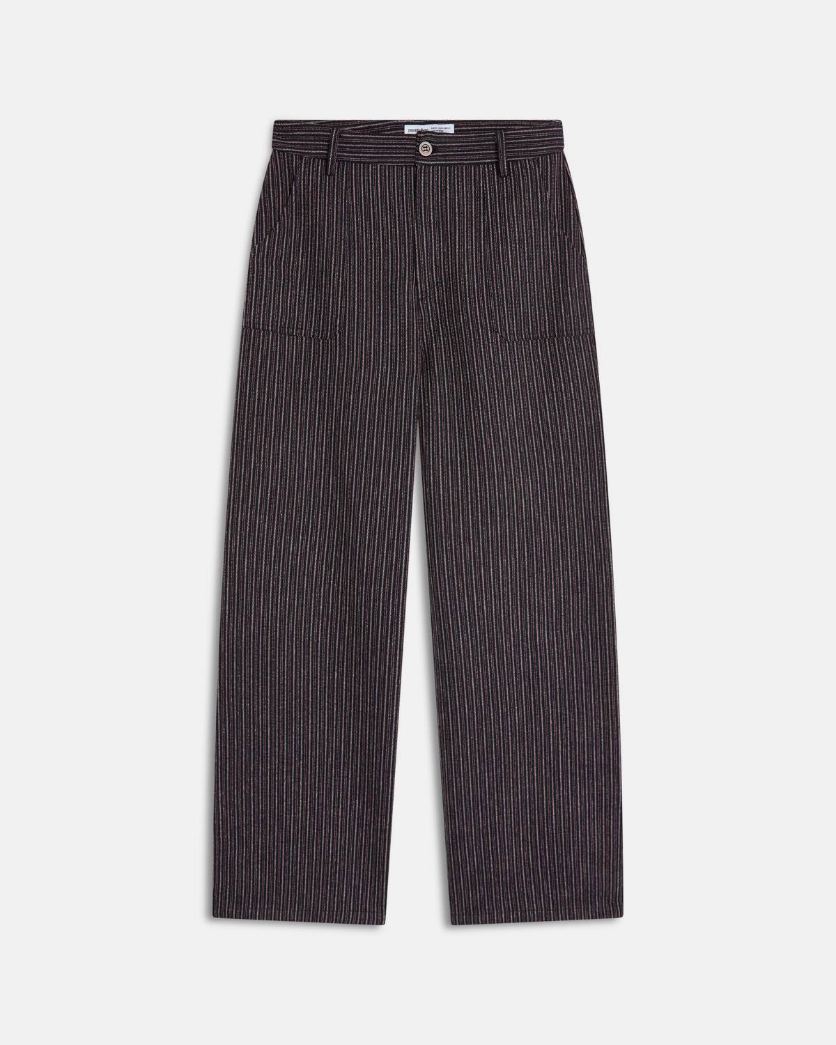Maroon Striped Fluid Trousers