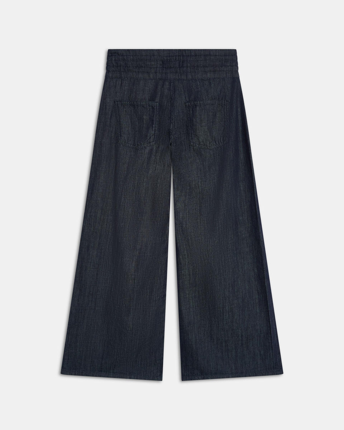 Dark Blue Triple Waistband Tie-Side Jeans