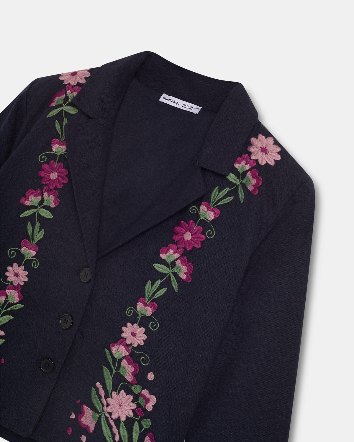 Blazer Bordados Florales Negro
