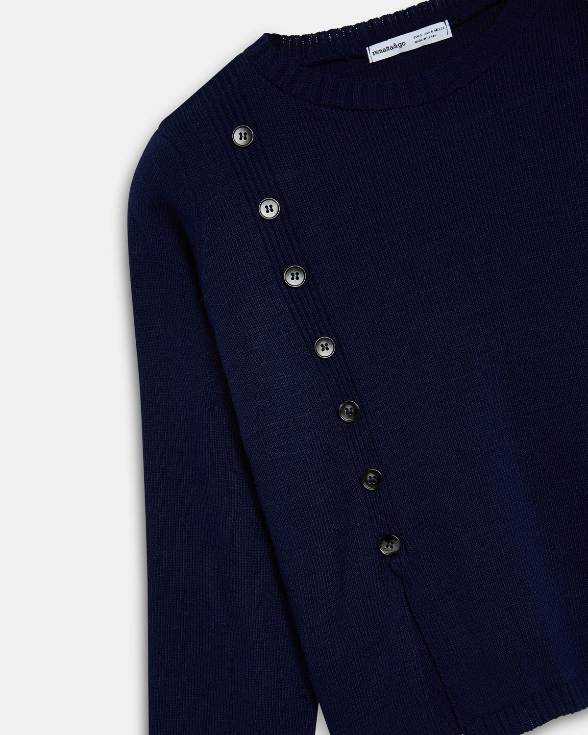 Maglione con Bottoni Laterali Blu Navy