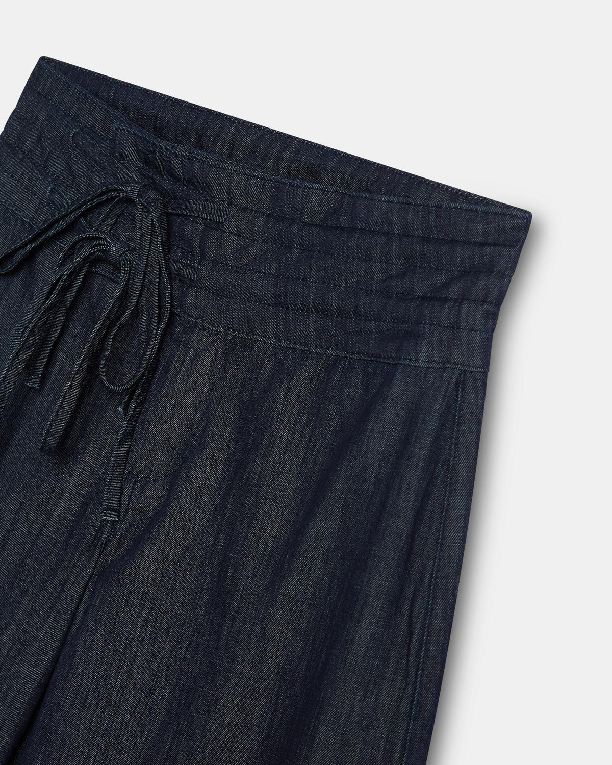 Dark Blue Triple Waistband Tie-Side Jeans