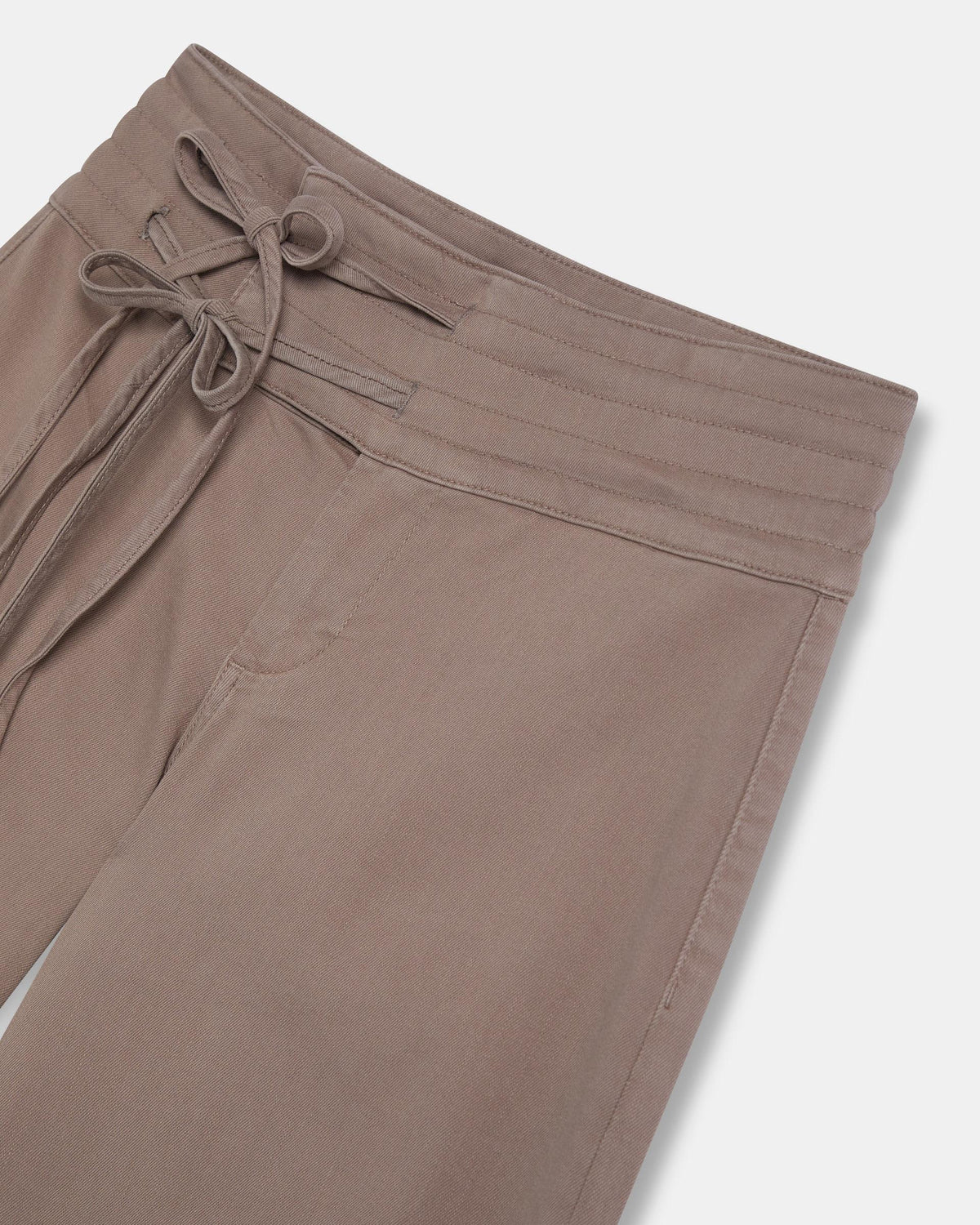 Taupe Triple Waistband Tie-Side Jeans