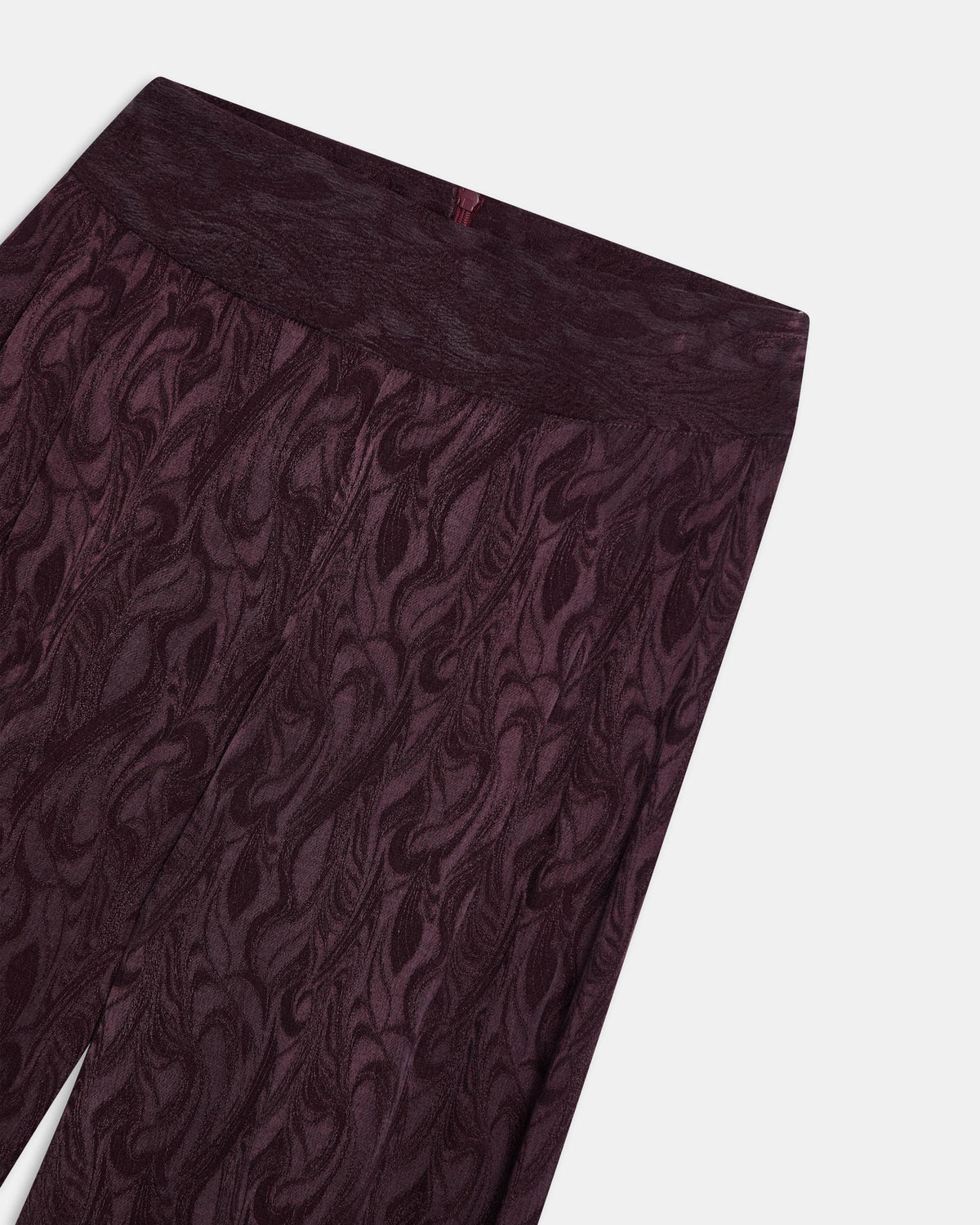 Pantaloni Jacquard Viola con Elastico e Volant
