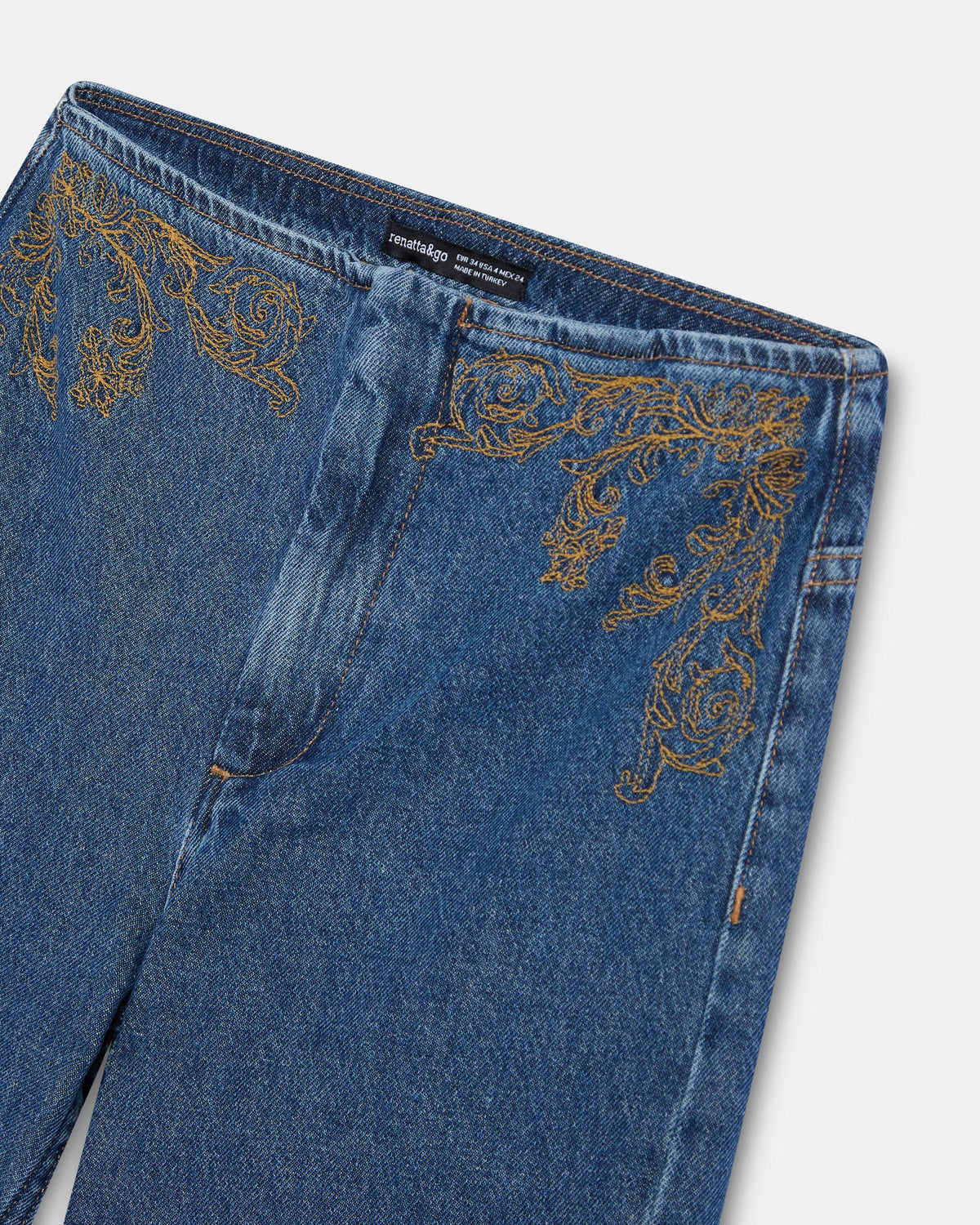 Blue Ethnic Embroidered Jeans
