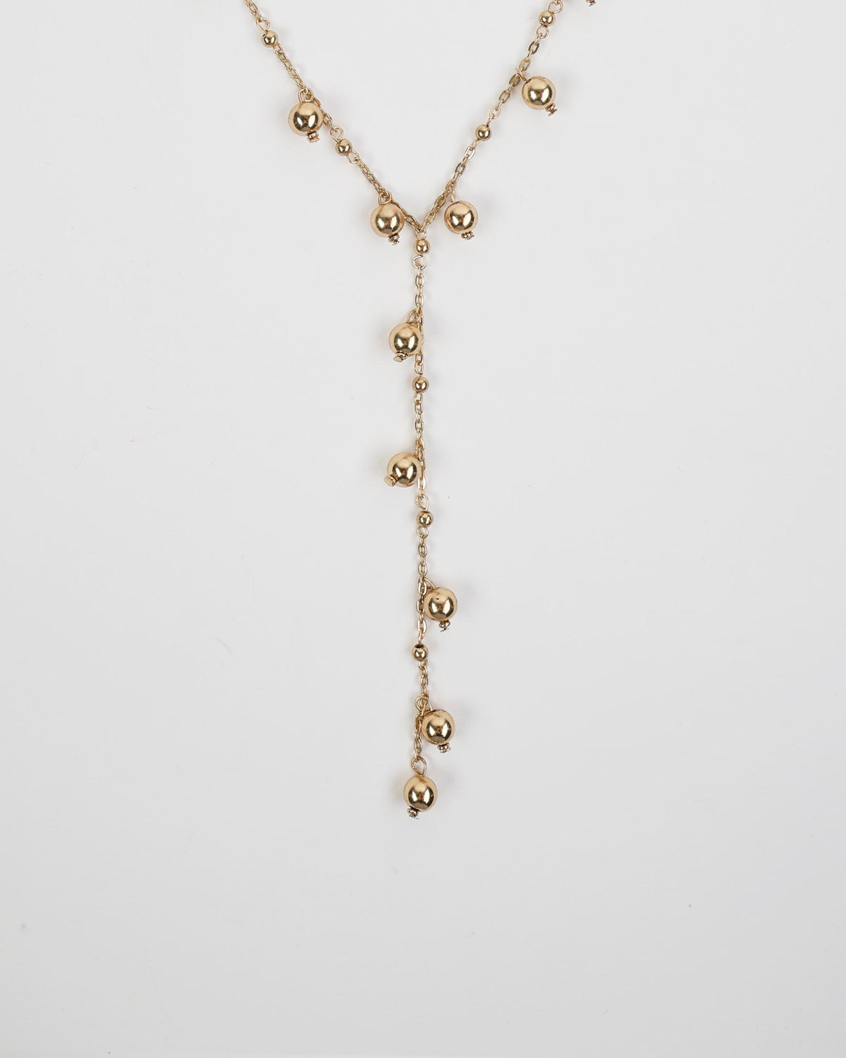 Gold Beaded Lariat Necklace