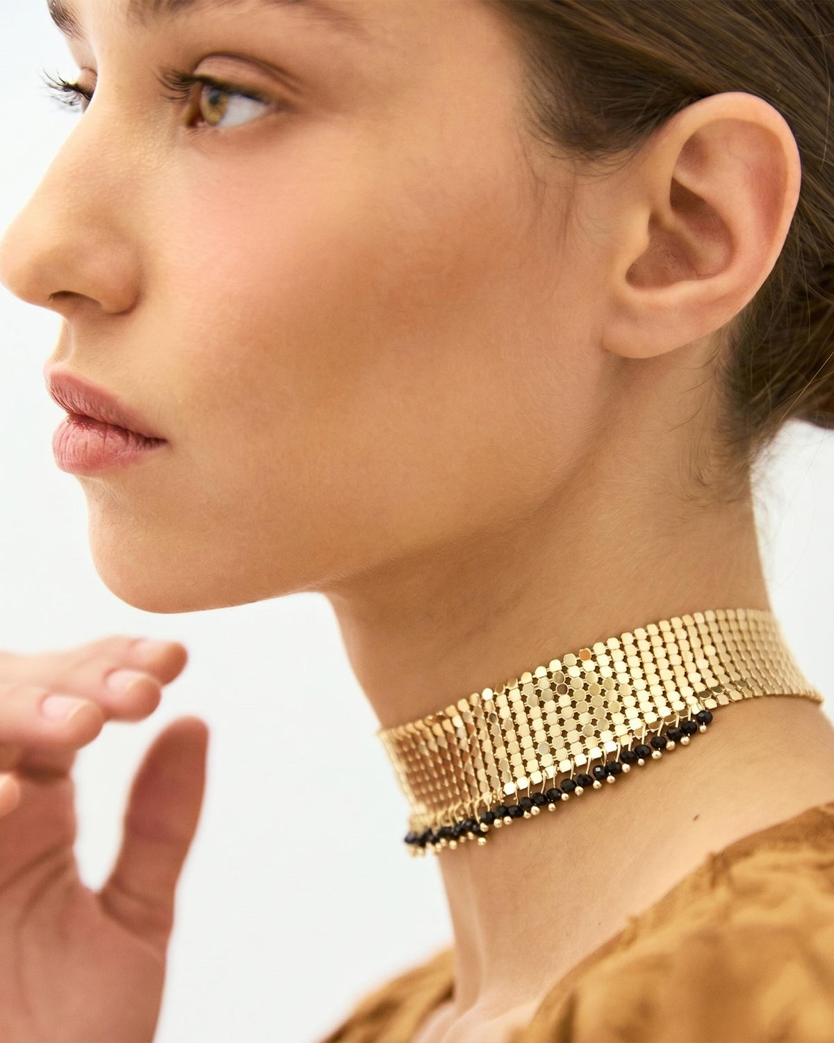 Choker Malla Bolitas Oro