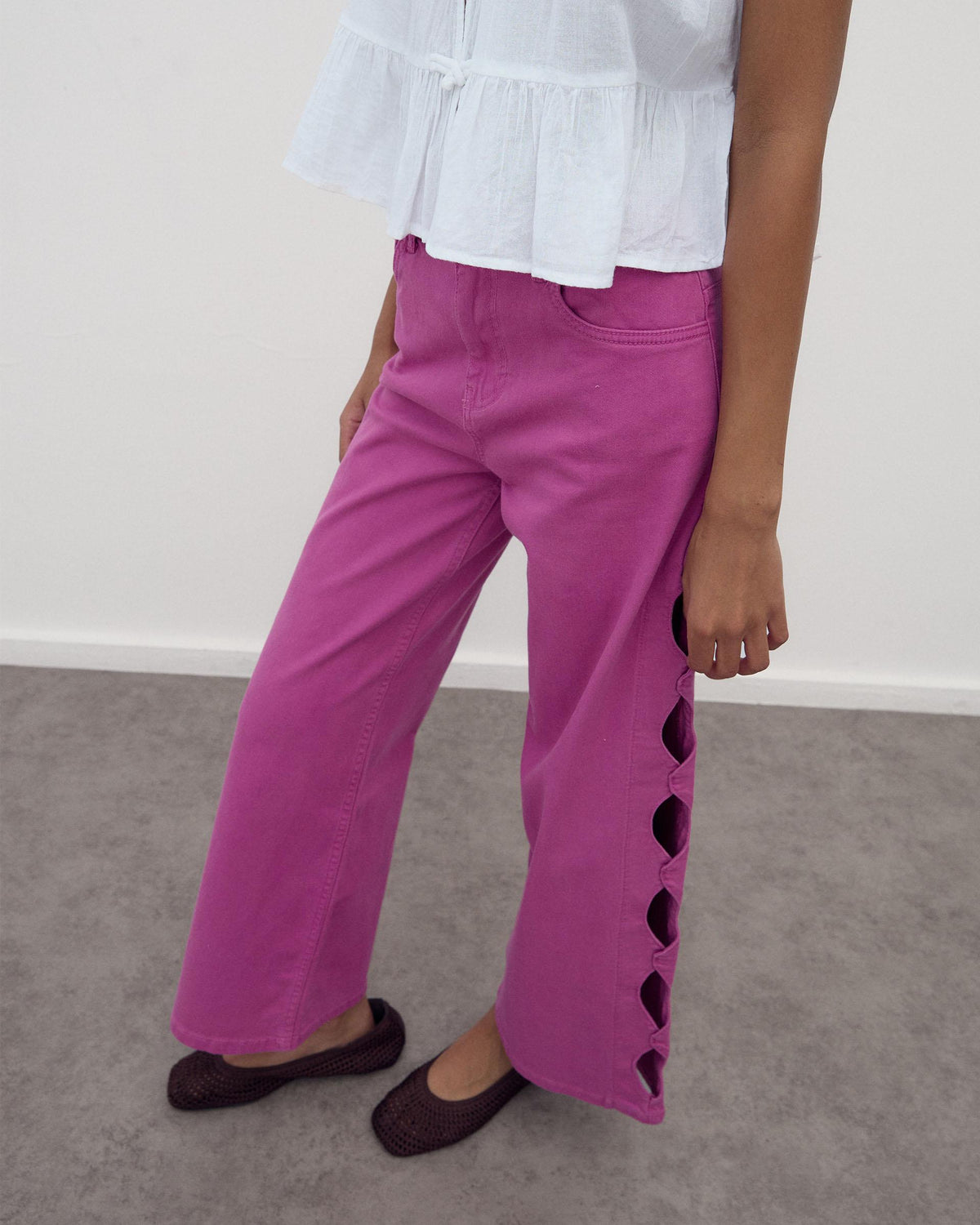 Fuchsia Oval Cut-Out Jeans