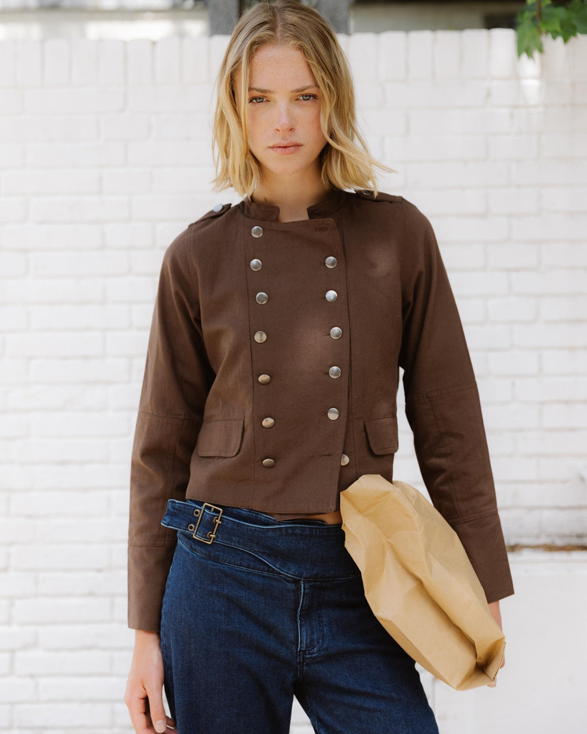 Chaqueta Botones Tapeta Marrón