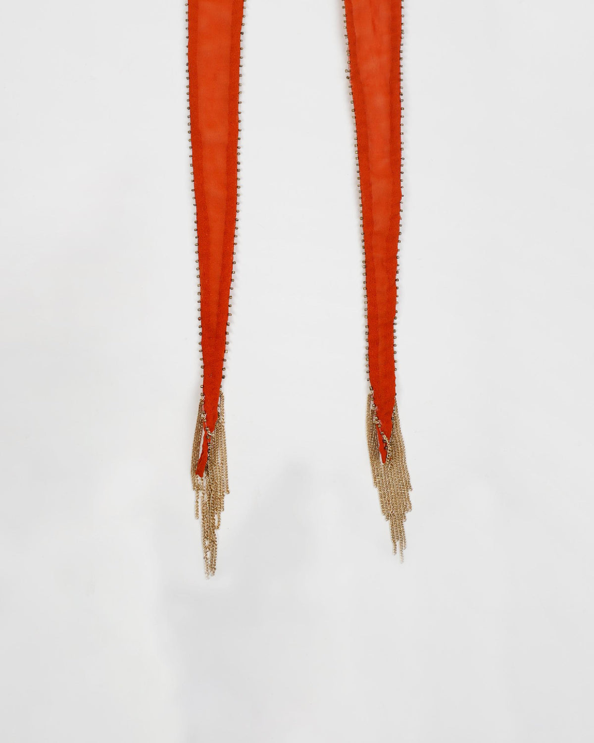 Orange Organza Fringe Necklace