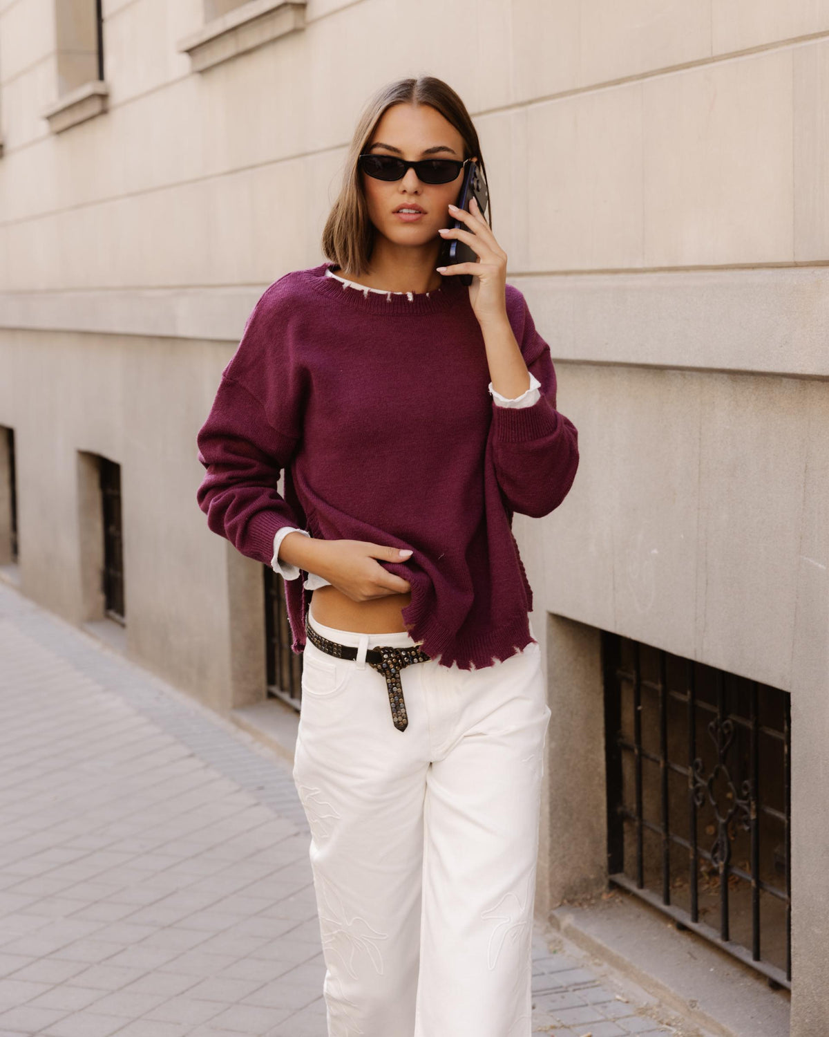 Purple Jumper with Slit Details