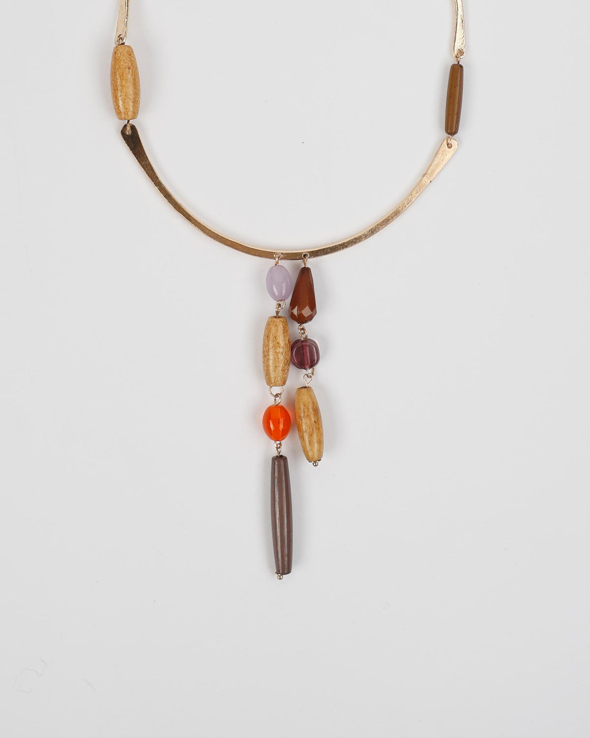 Collar Media Luna Madera Oro