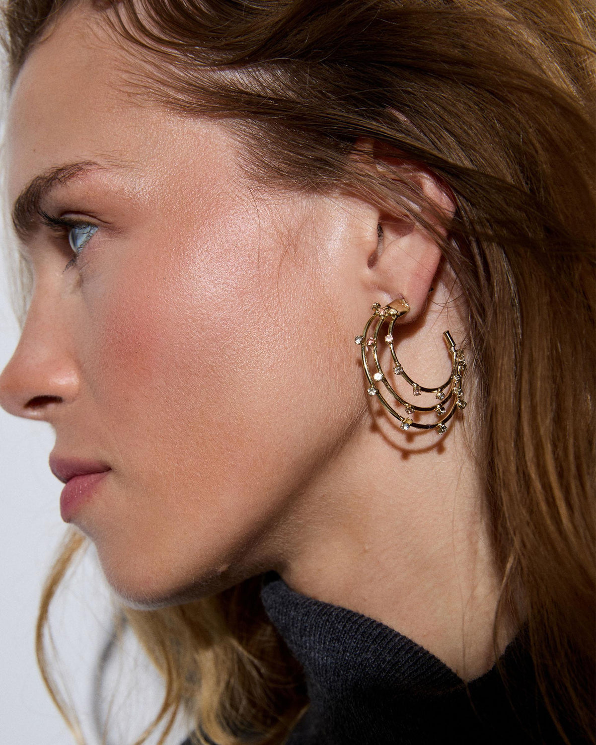 Pendientes Aros Circonita Oro