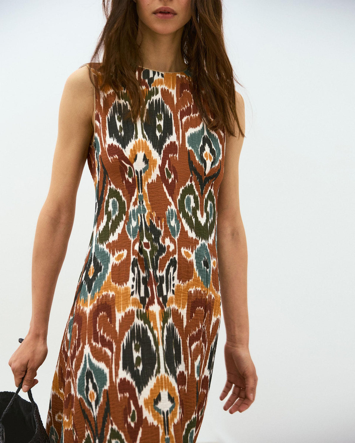 Vestido Sin Mangas Estampado Étnico Multicolor