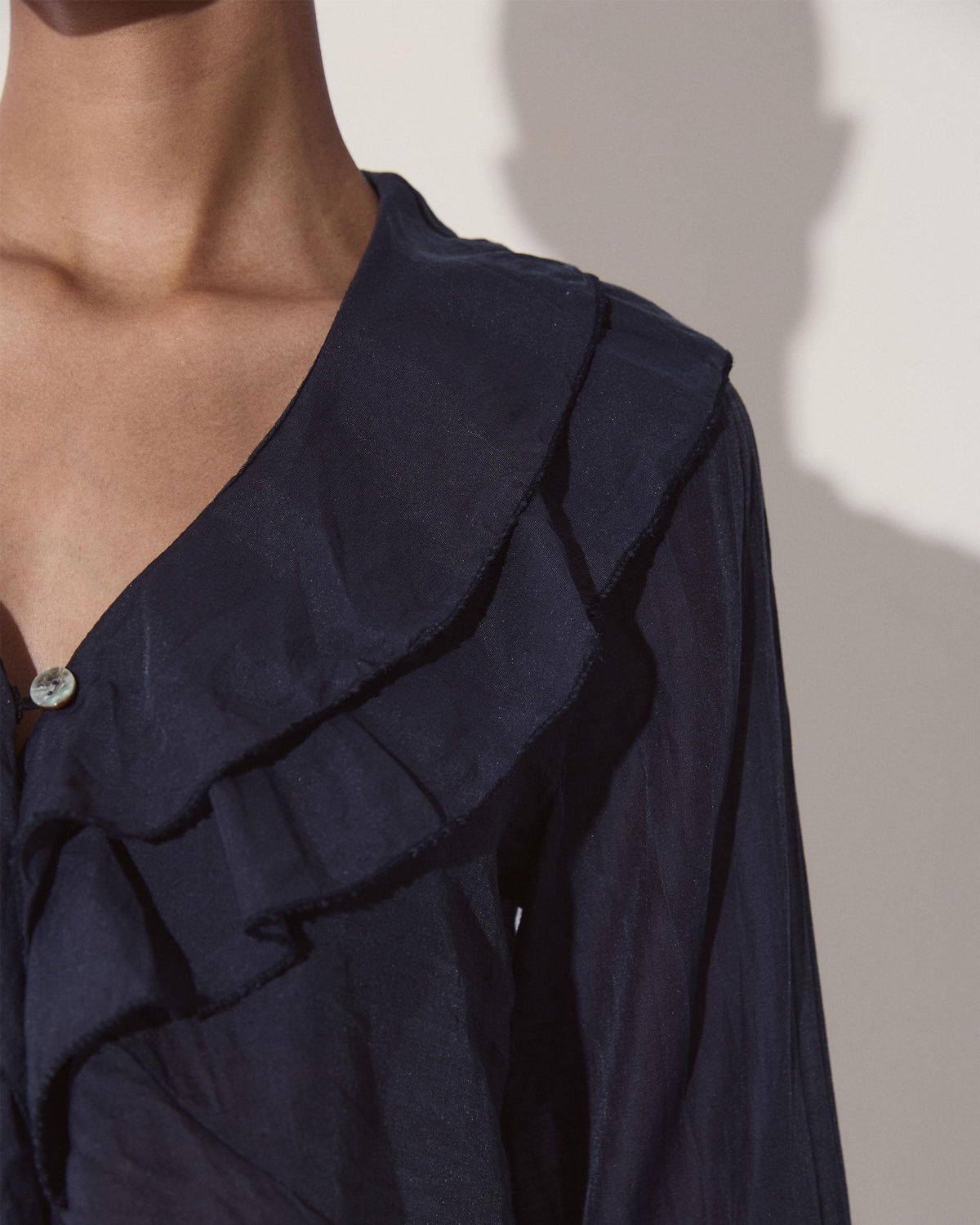 Tencel Ruffle Blouse Black