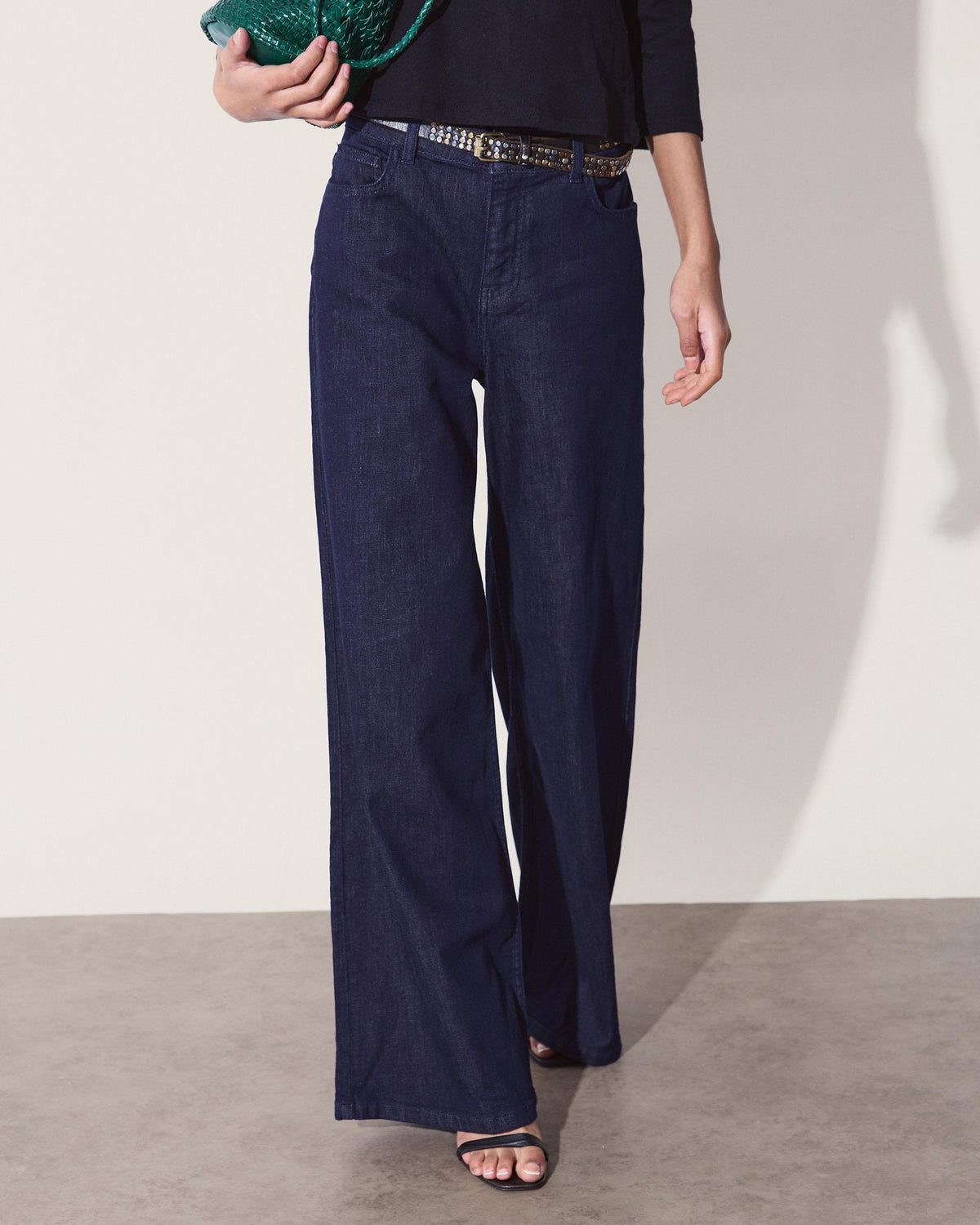 Jeans Estrella Brillos Trasera Azul Oscuro