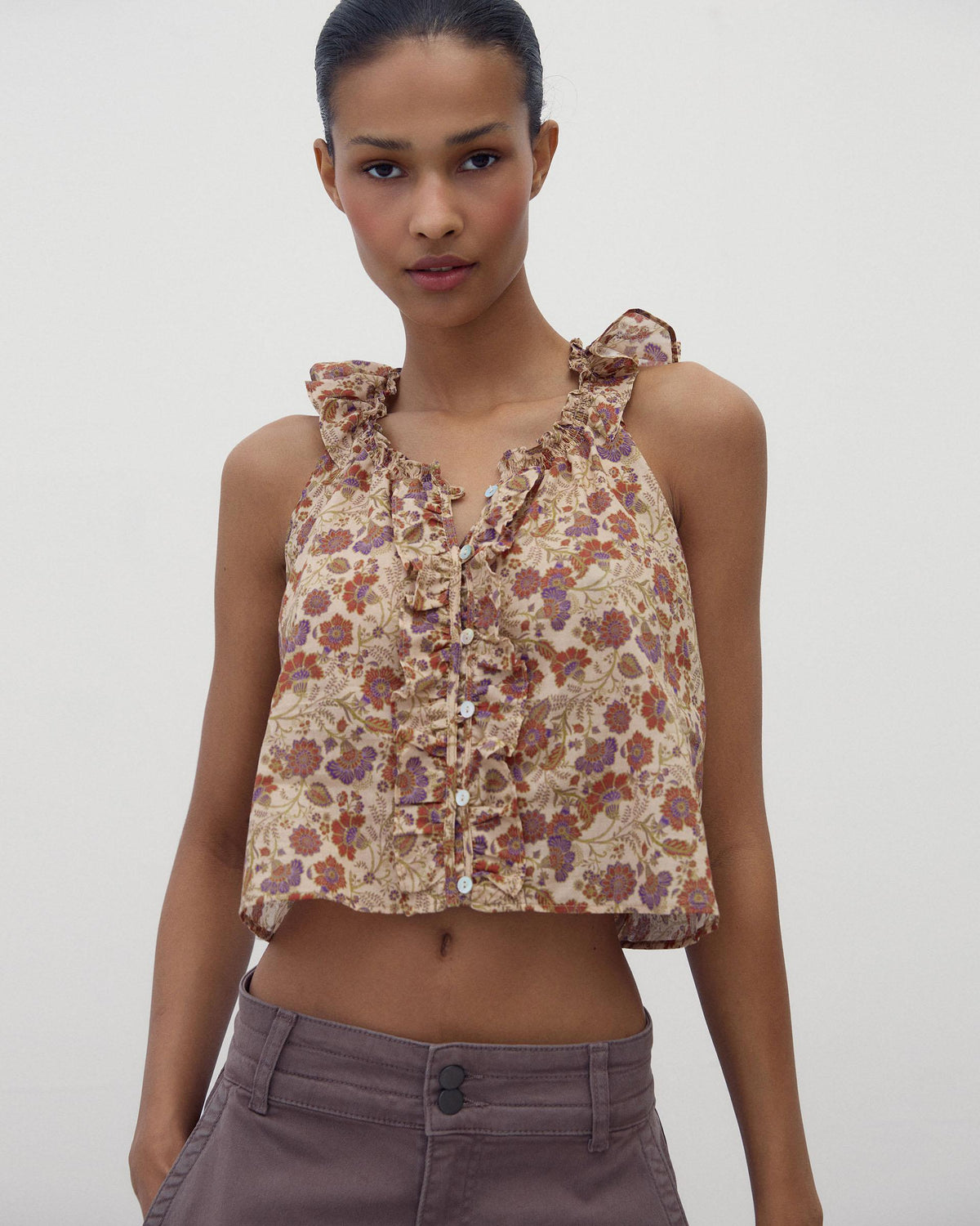 Multicoloured Printed Sleeveless Top
