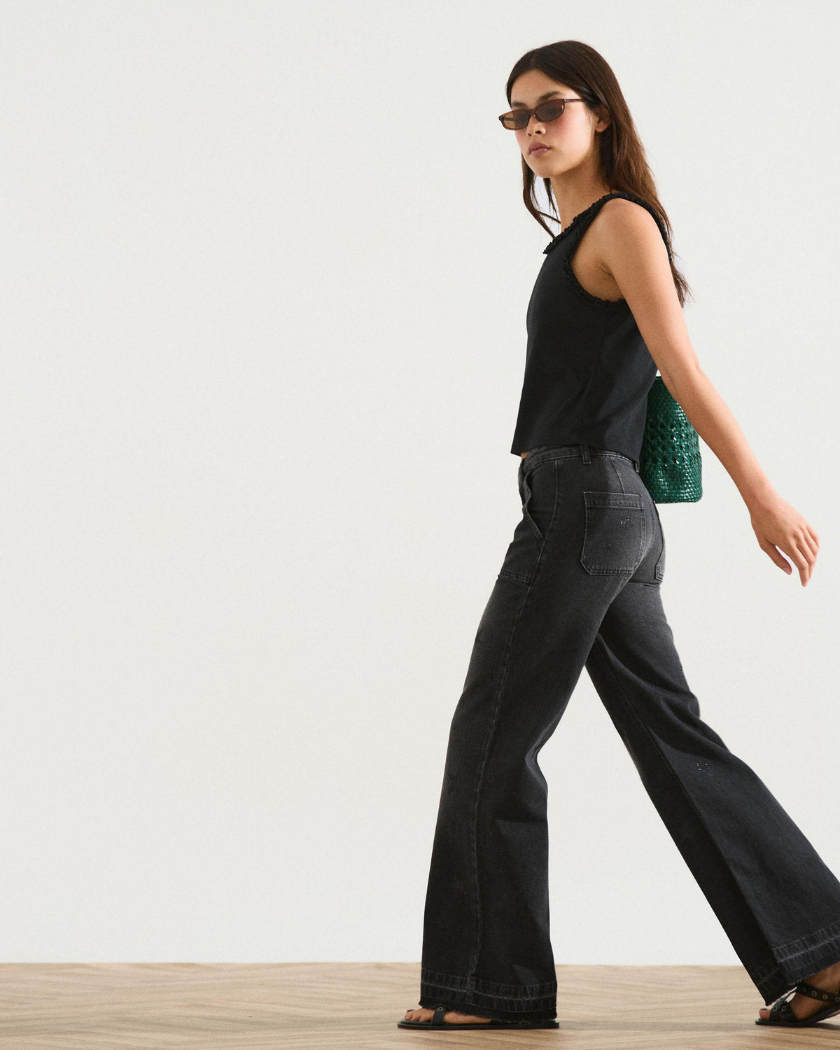Jeans Worker Estrellas Brillos Antracita