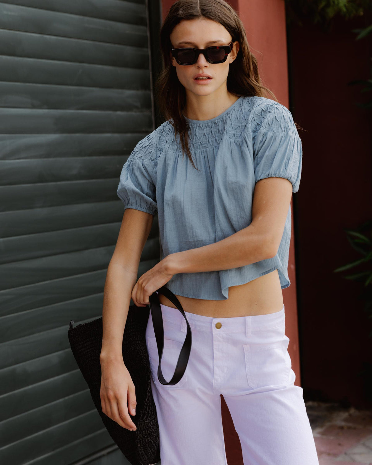 Blusa Detalles Canesú Azul