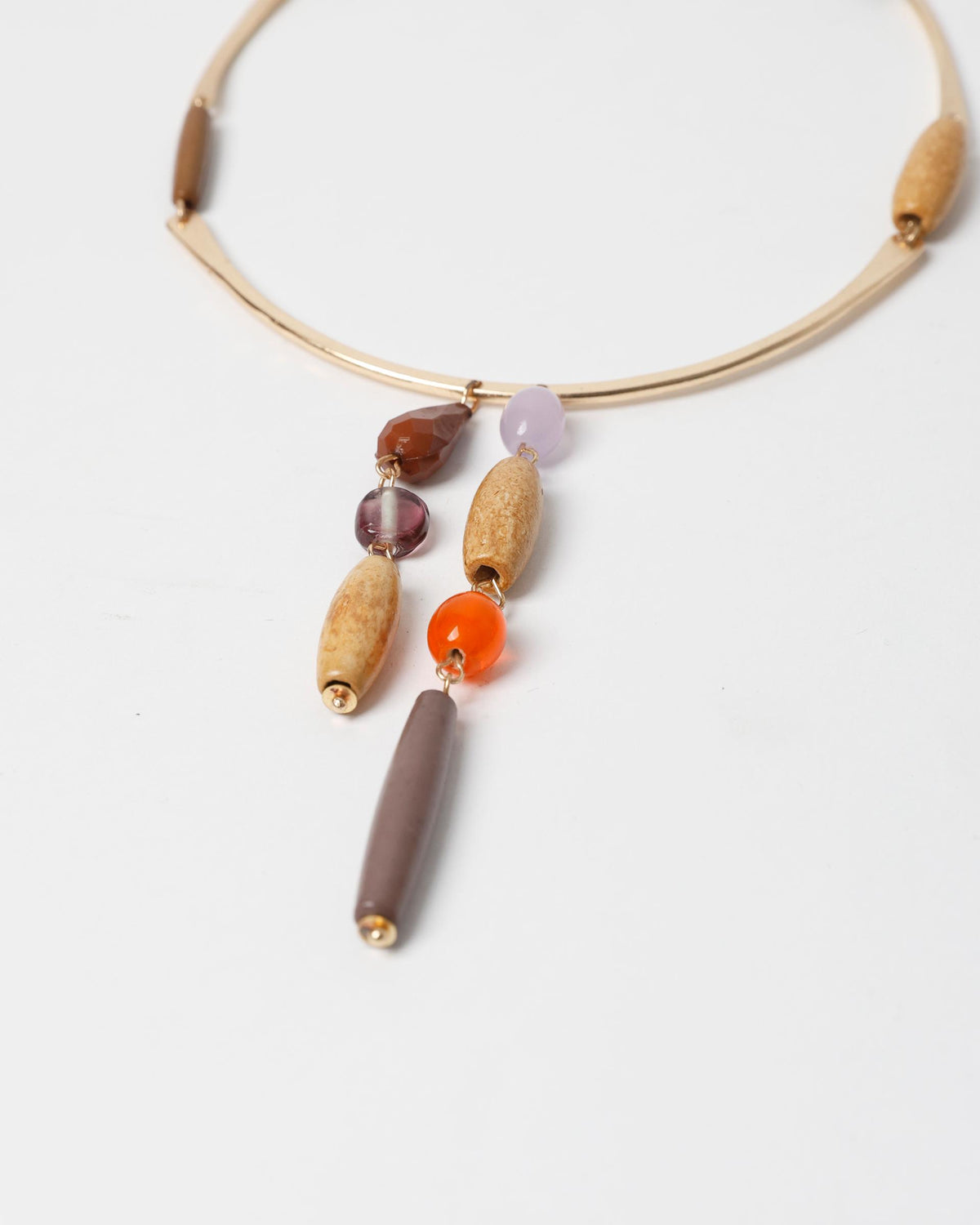 Collar Media Luna Madera Oro