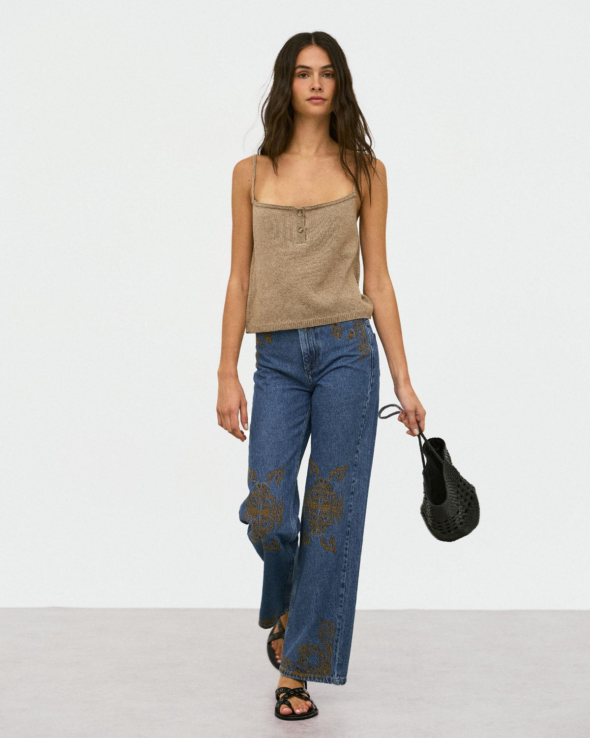 Blue Ethnic Embroidered Jeans