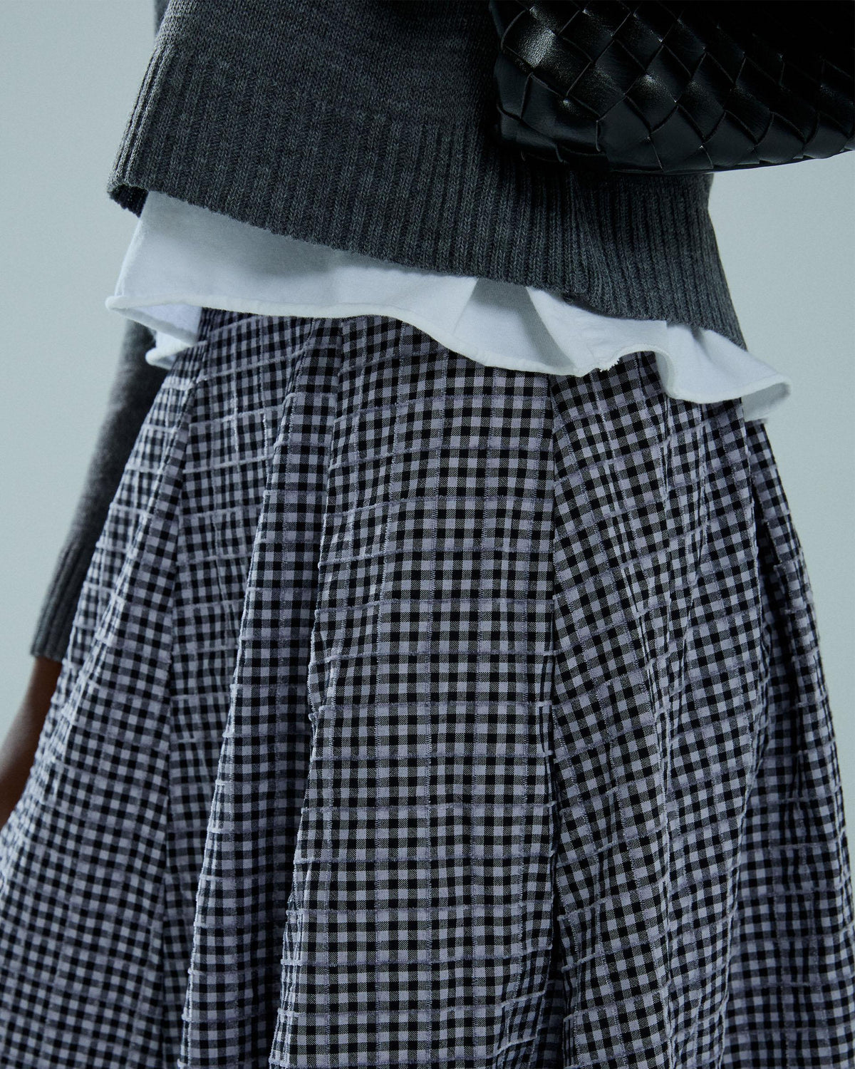 Falda Fluida Cuadros Negro