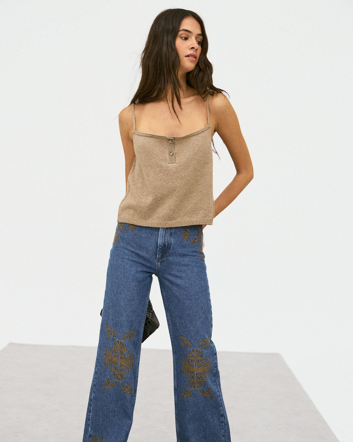 Blue Ethnic Embroidered Jeans